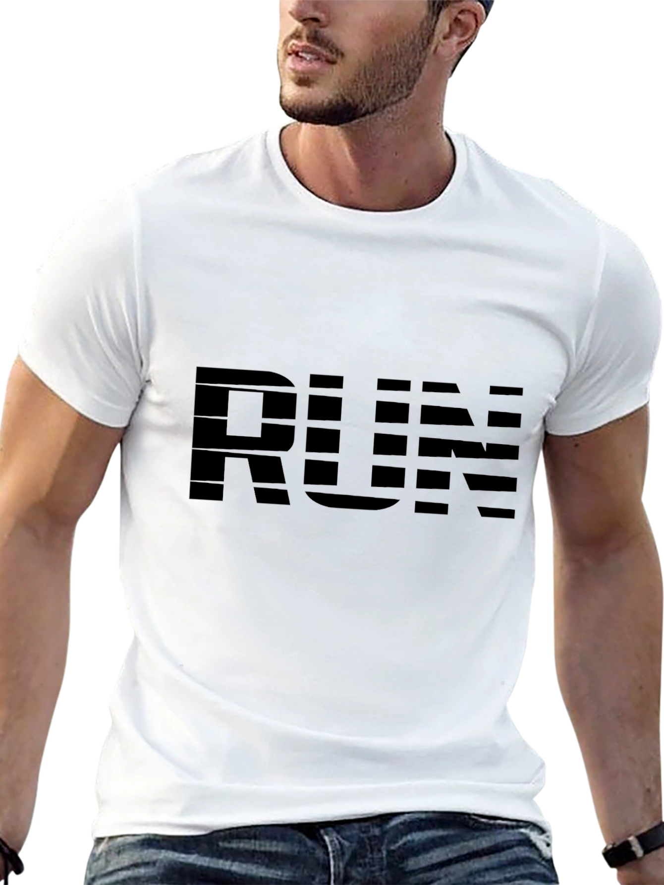 Mens Black RUN Graphic T-Shirt - Activewear