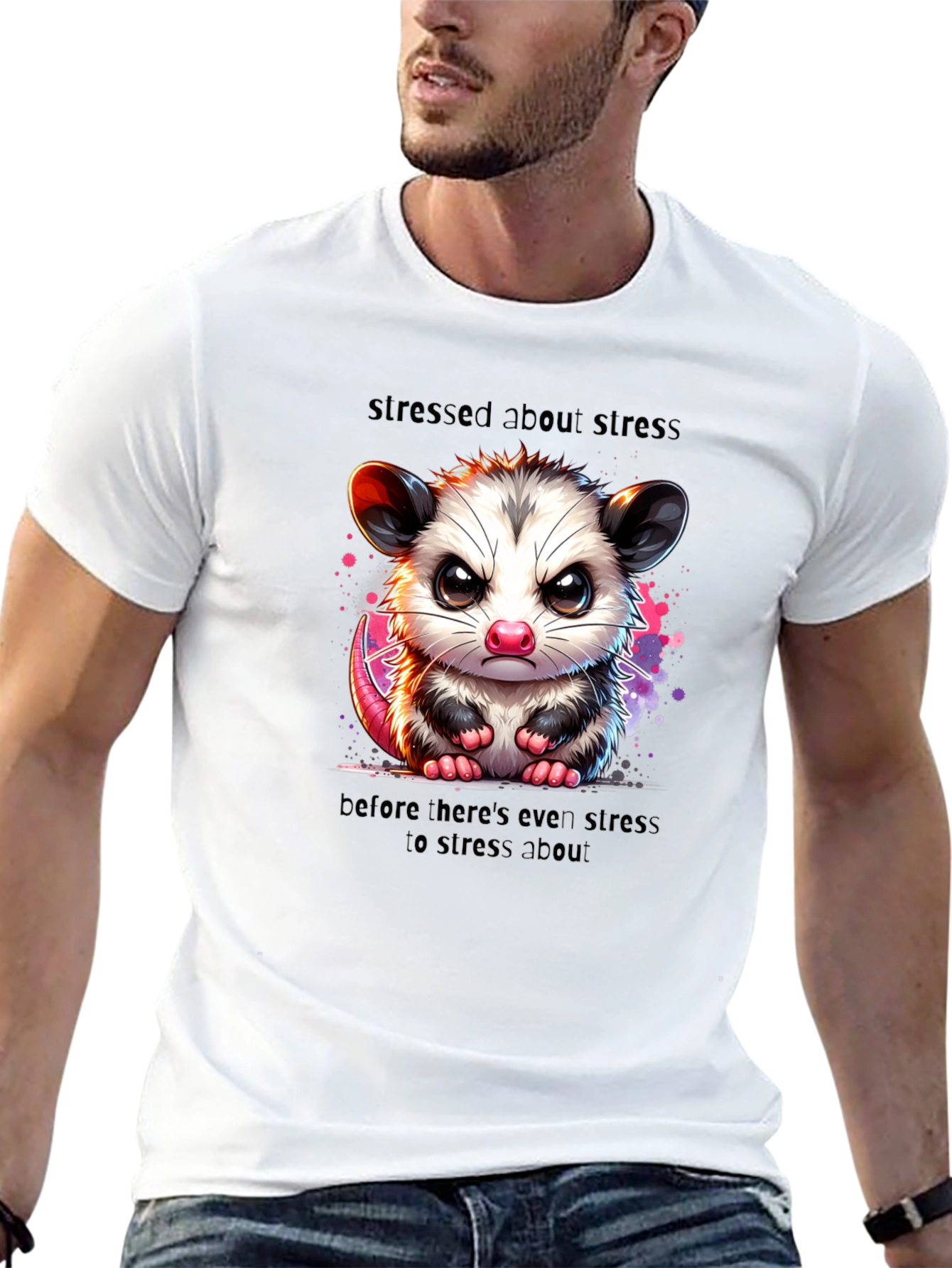 Stressed Opossum T-Shirt - Funny Graphic Tee