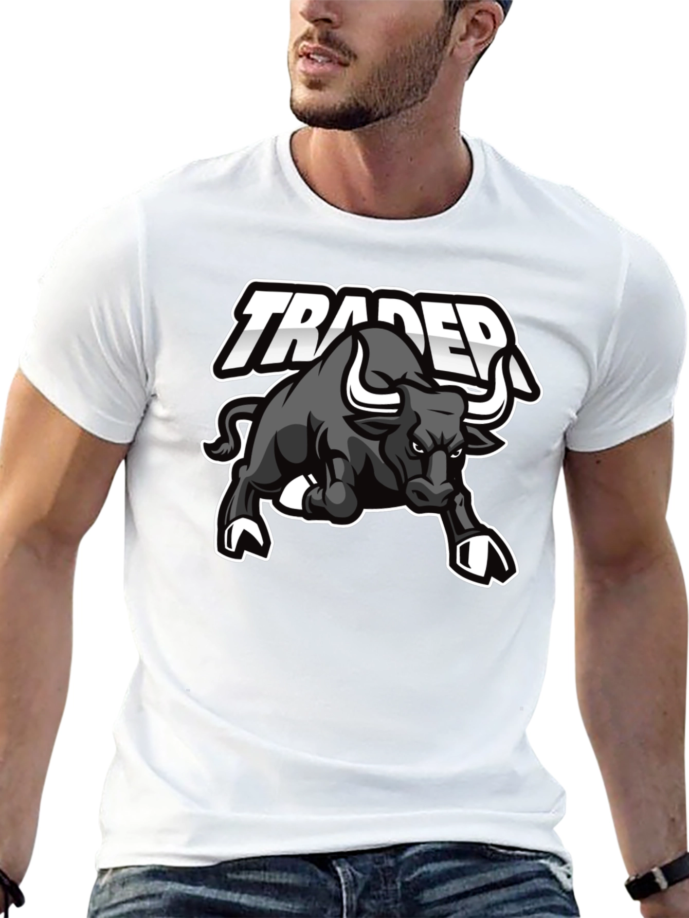 Trader Bull Graphic Tee - Black Cotton Blend
