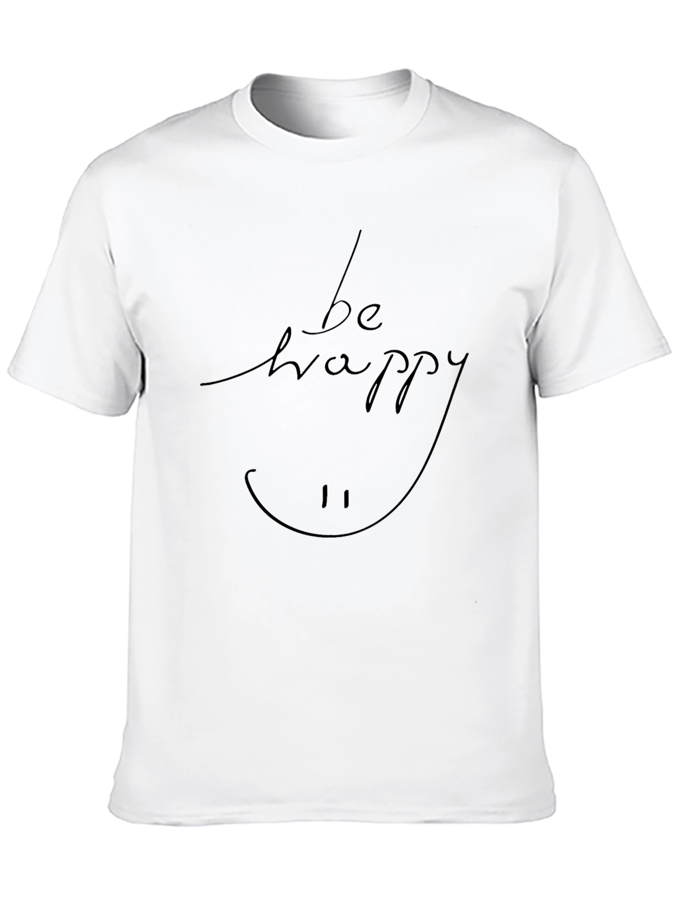 Be Happy Graphic Tee - Black Casual T-Shirt