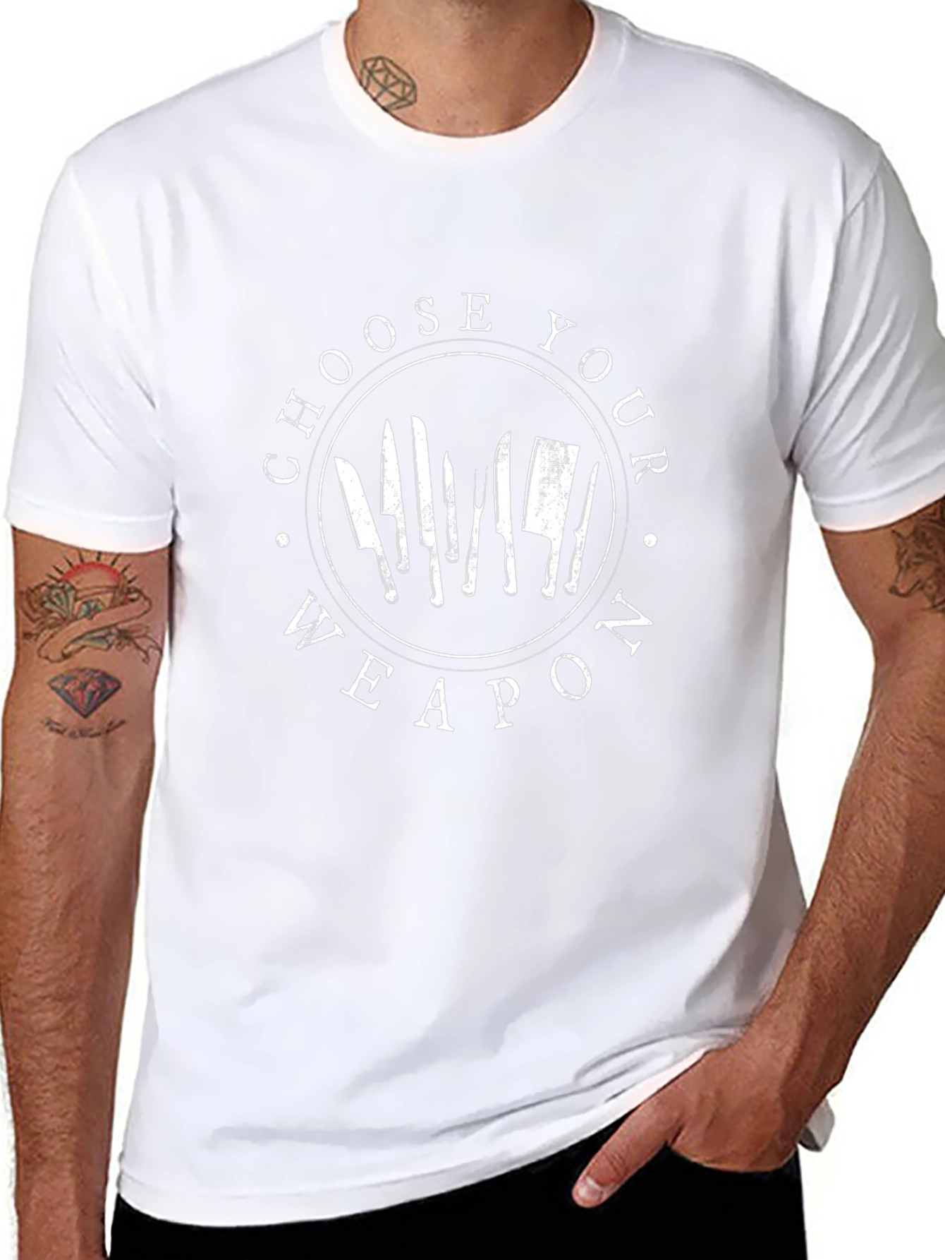 Choose Your Weapon Chef T-Shirt - Culinary Knife Design