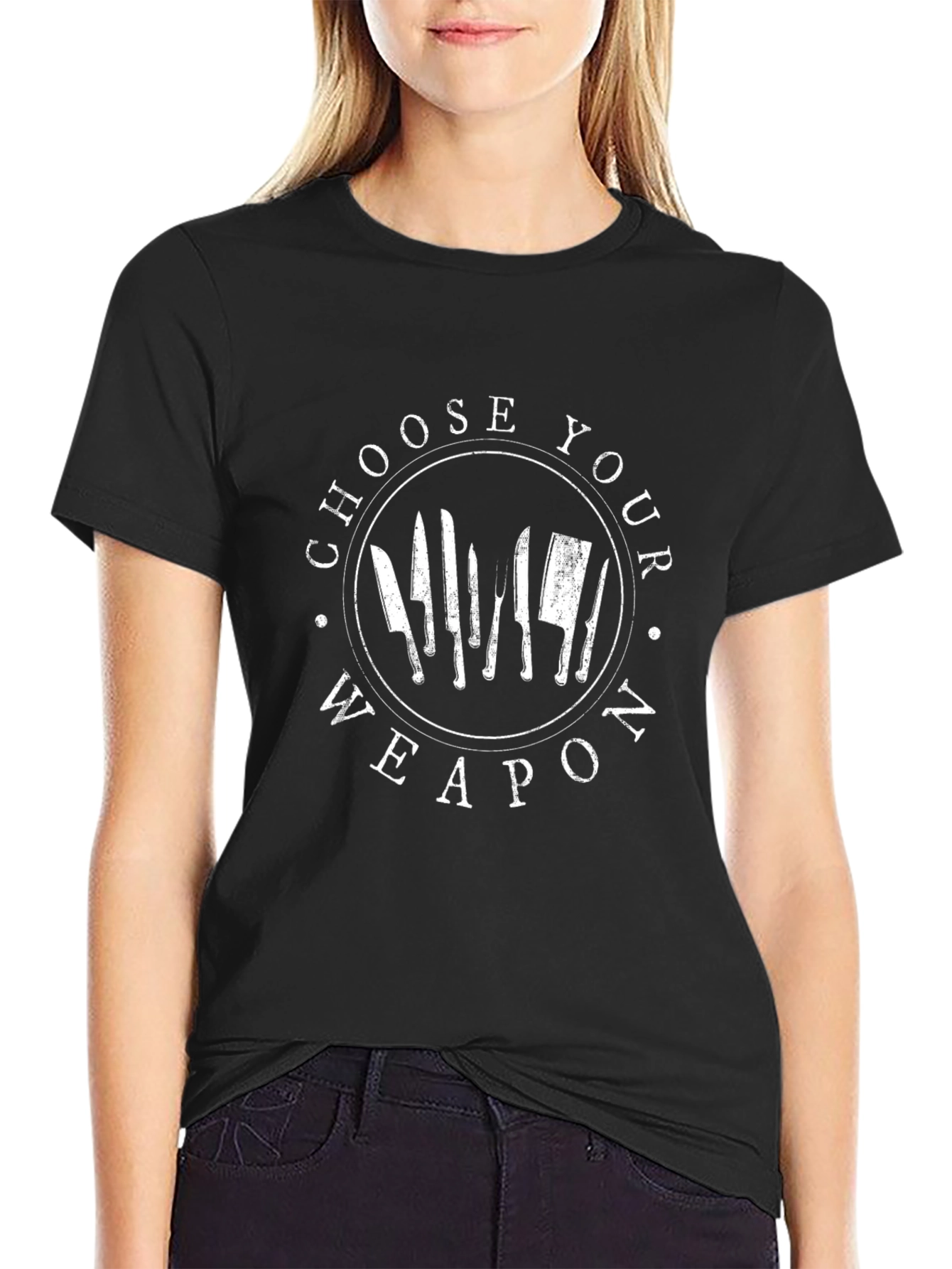 Choose Your Weapon Chef T-Shirt - Culinary Knife Design