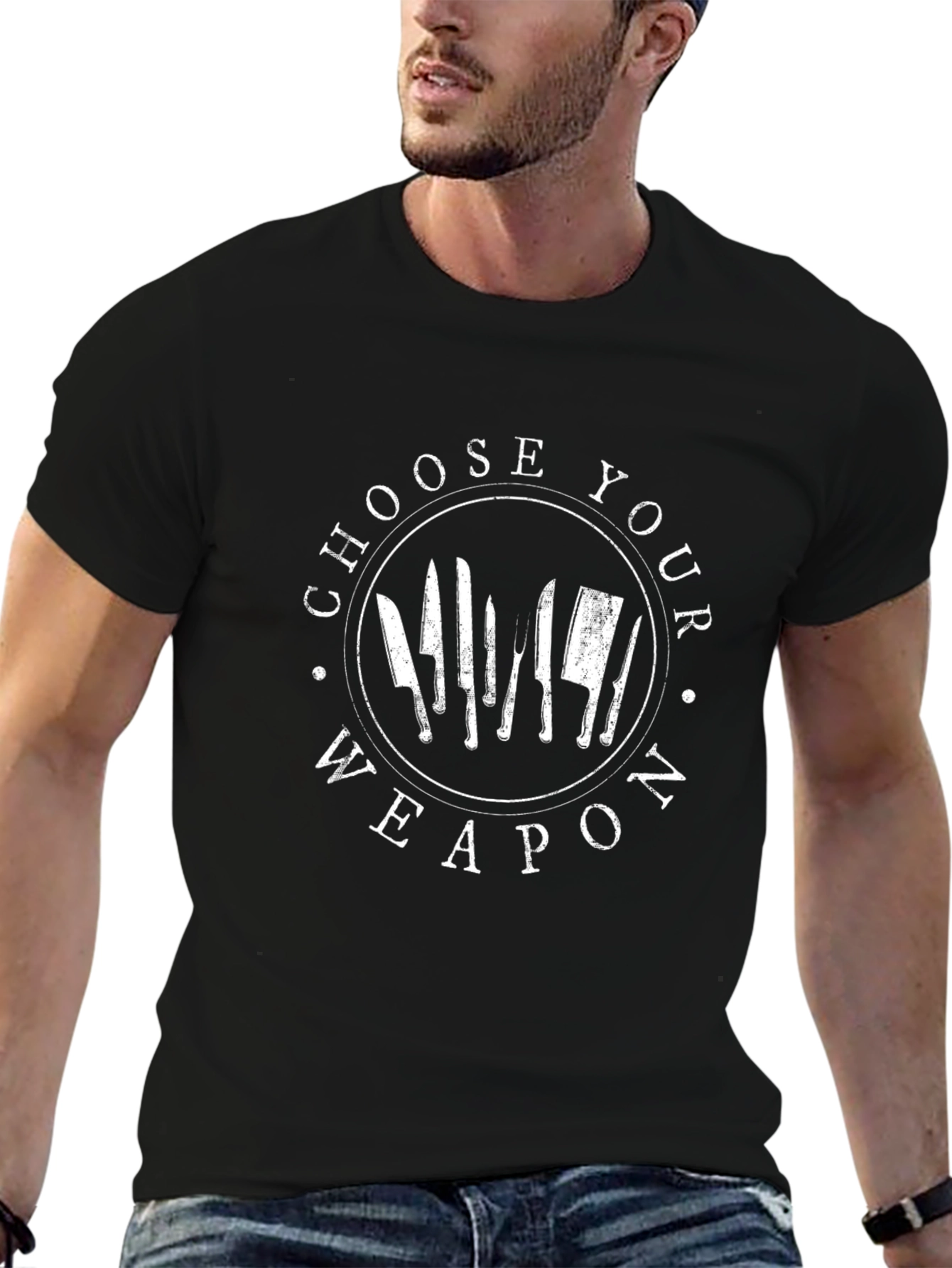 Choose Your Weapon Chef T-Shirt - Culinary Knife Design