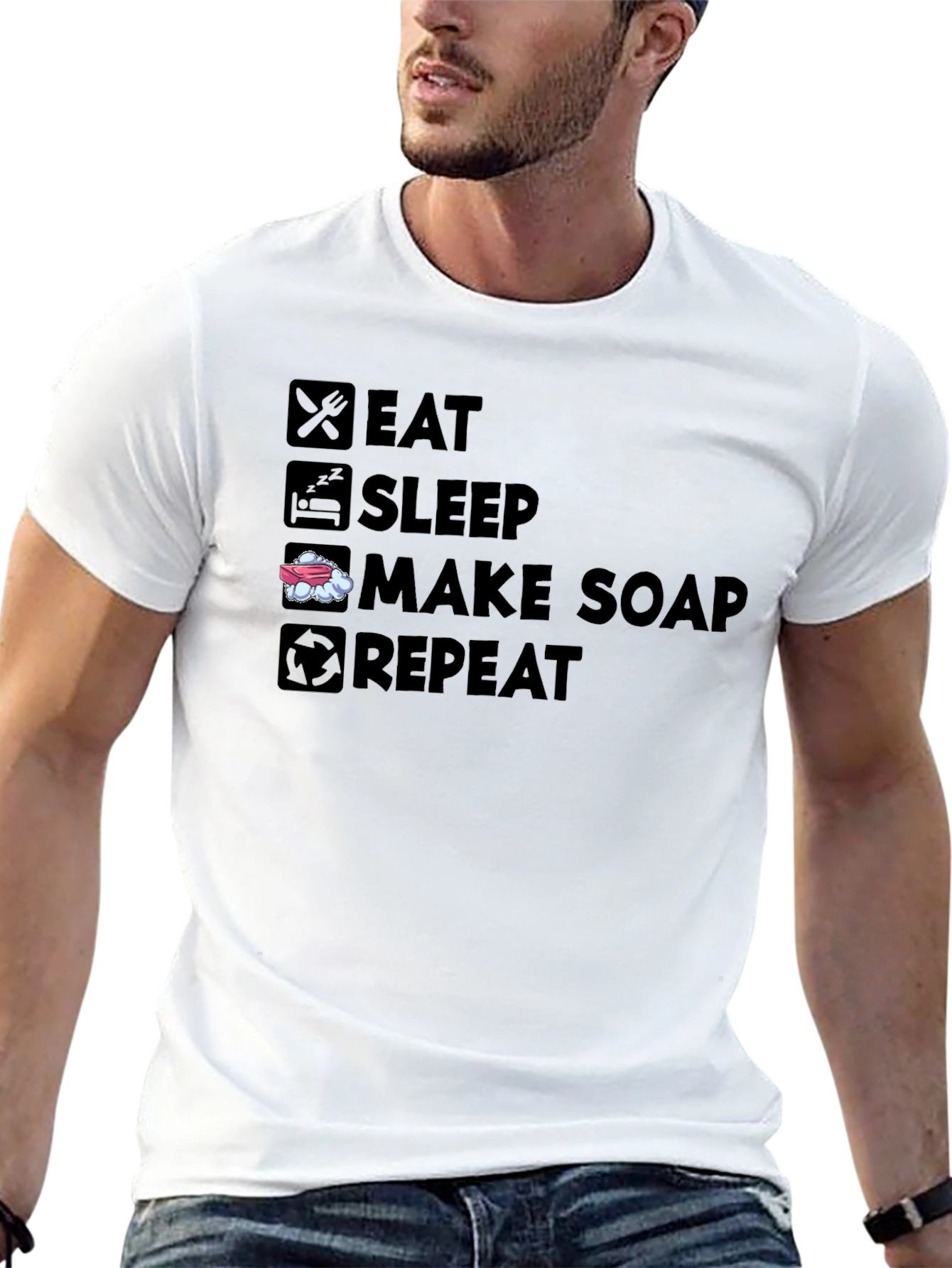 Eat Sleep Make Soap Repeat Black T-Shirt