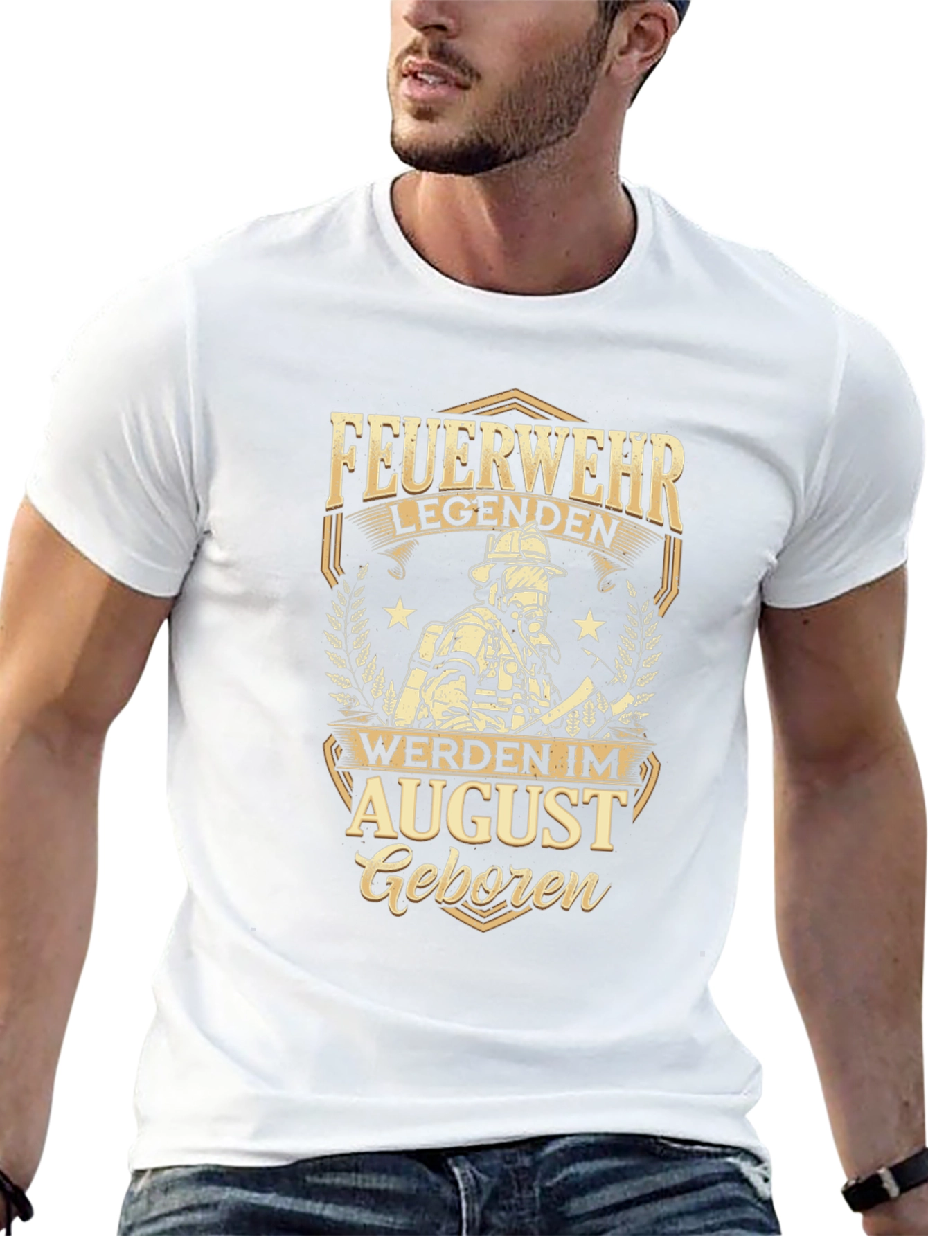 Firefighter Legend August Birthday Black T-Shirt