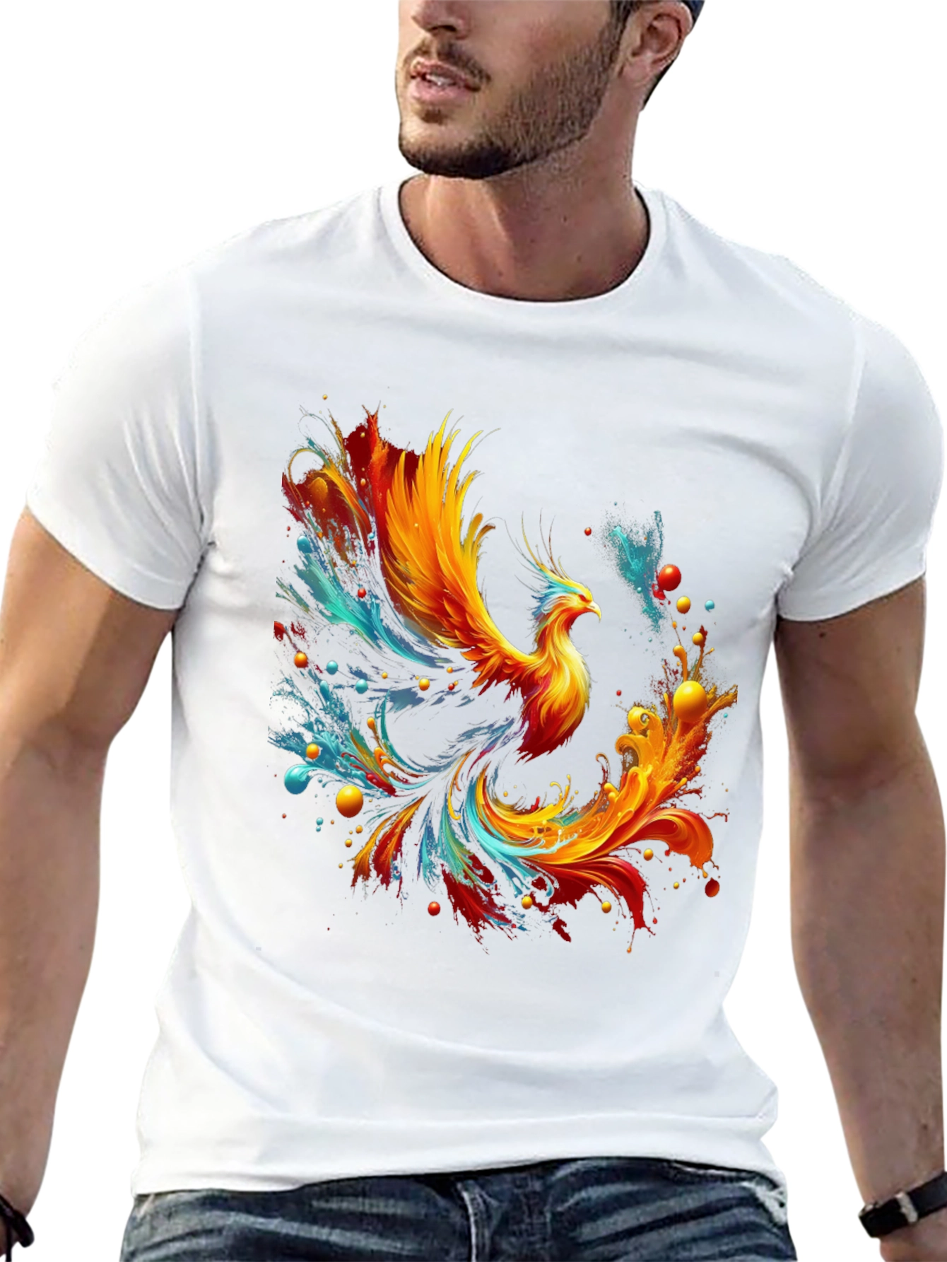 Fiery Phoenix Graphic Tee - Mens Black T-Shirt