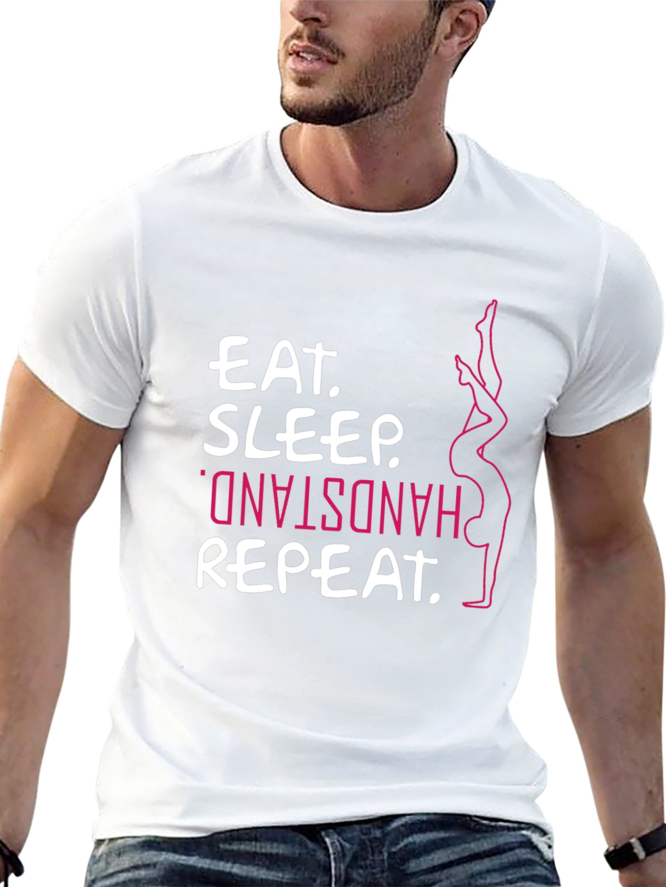 Eat Sleep Handstand Repeat Black T-Shirt