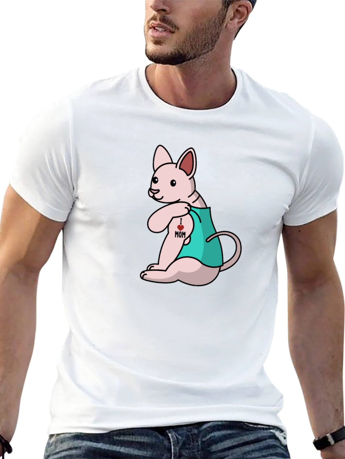 I Love Mom Tattoo Cat T-Shirt