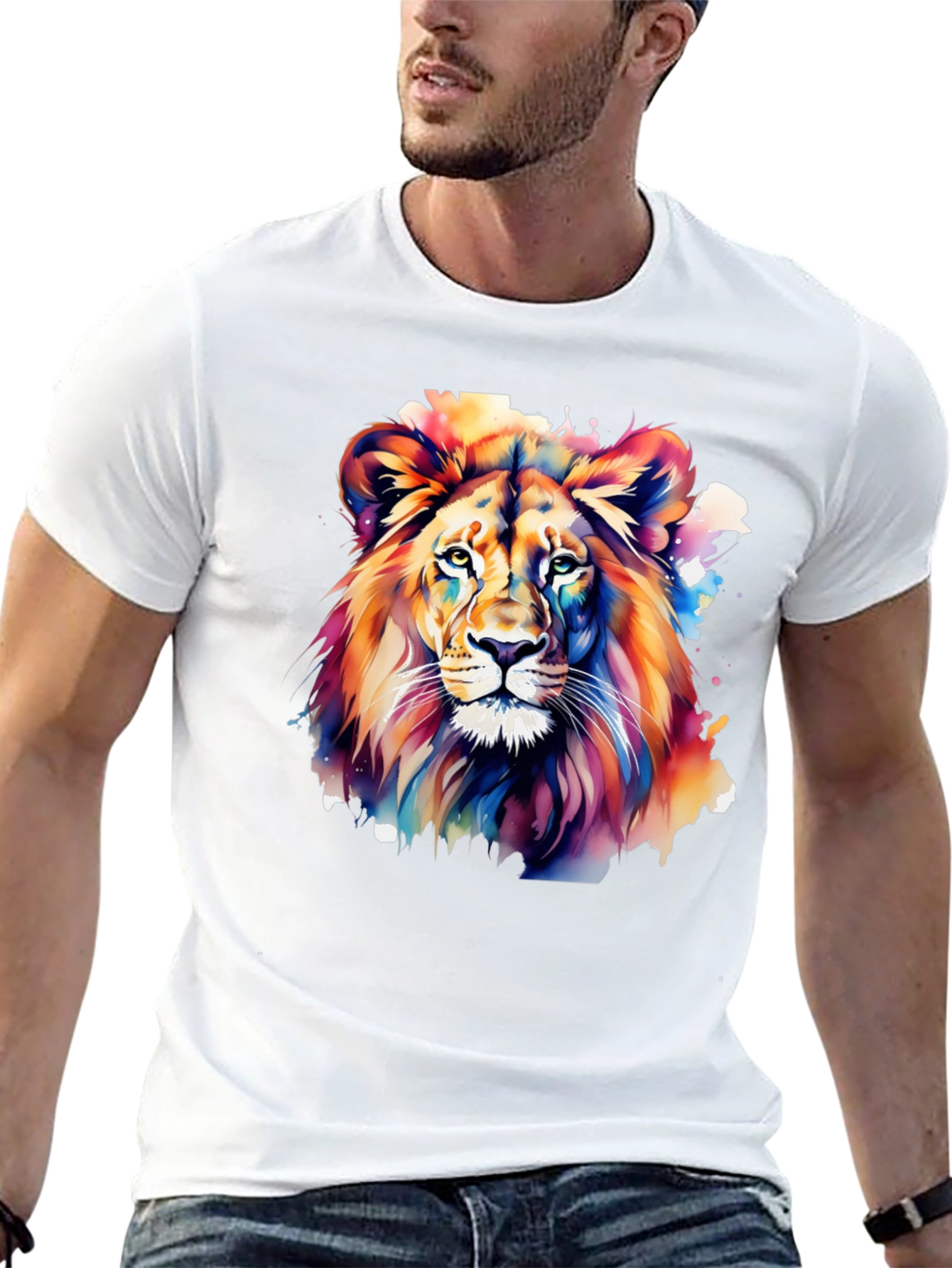 Vibrant Lion Graphic Black T-Shirt