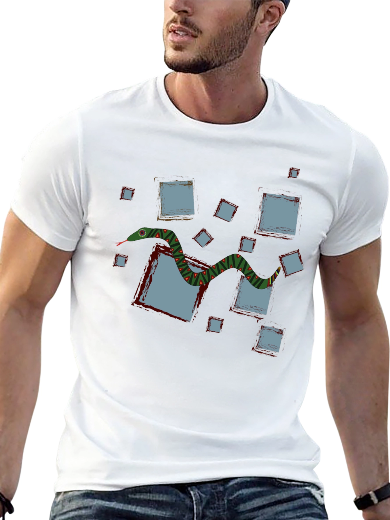 Abstract Snake Graphic T-Shirt