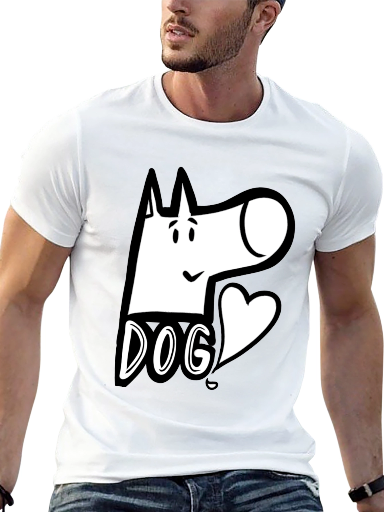Dog Graphic Tee - Cute Cartoon Design Black T-Shirt