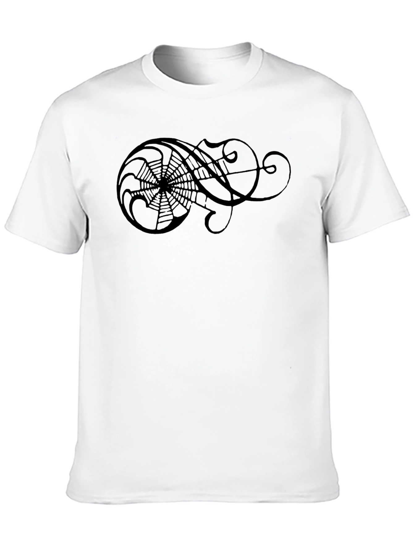 Black T-Shirt with Artistic Spiderweb Design