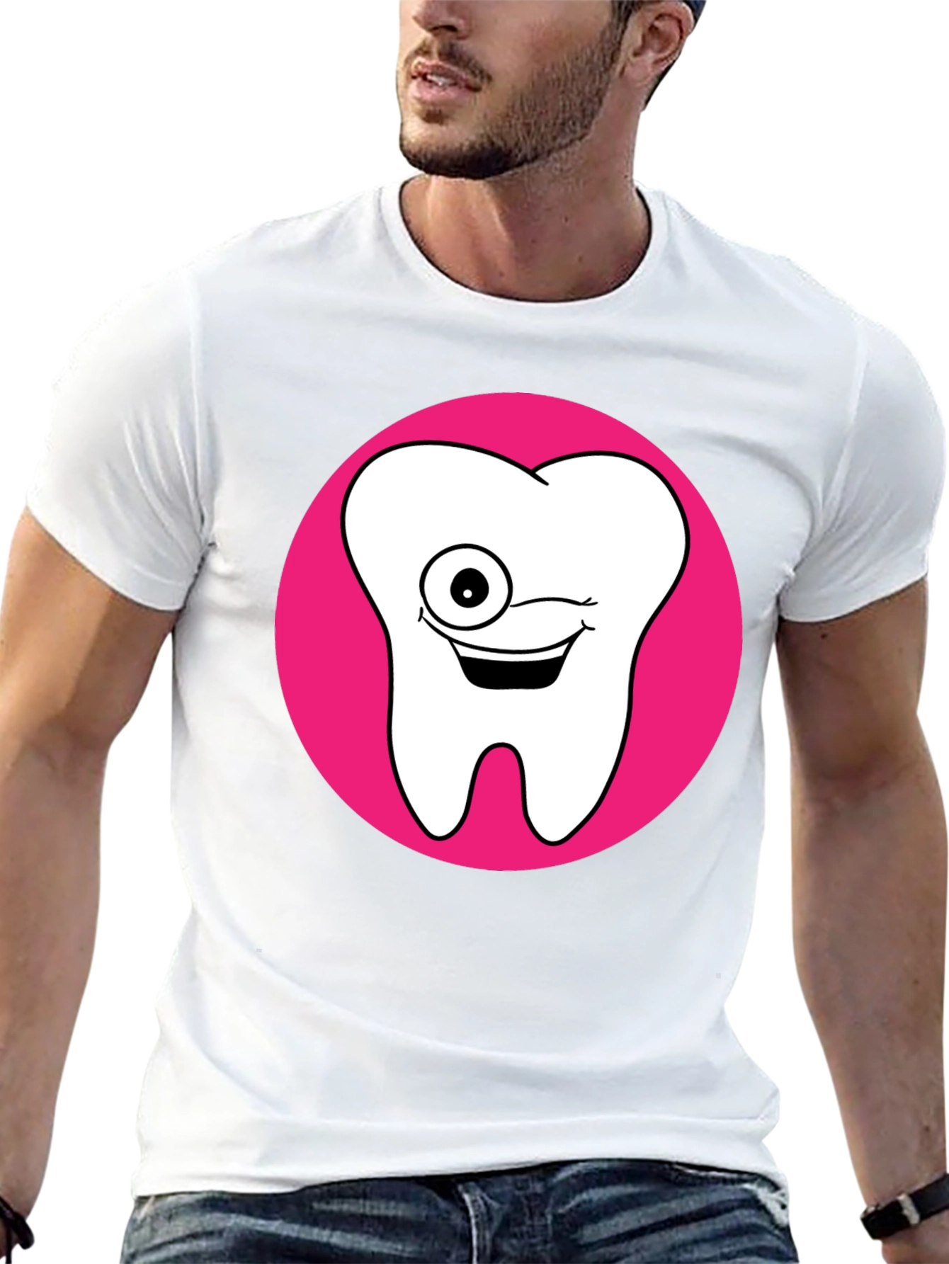 Funny Tooth Graphic Tee - Black Cotton T-Shirt