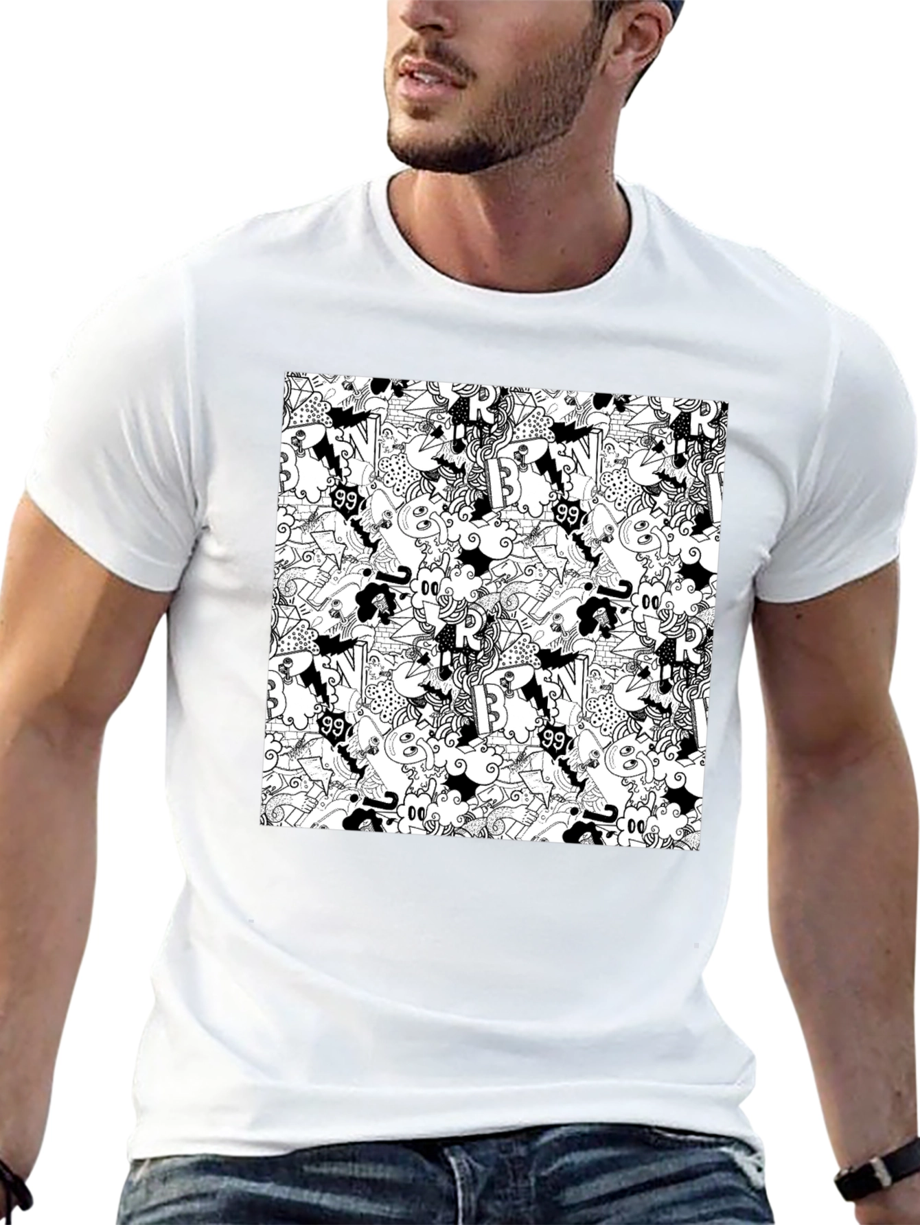 Doodle Art Black T-Shirt