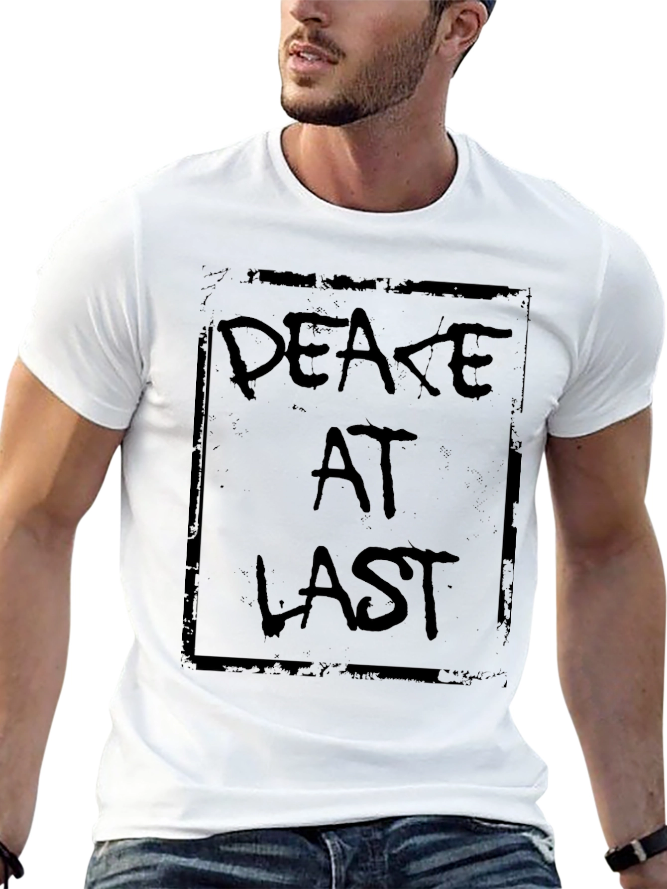 Peace At Last Graphic Tee - Trendy Black T-Shirt