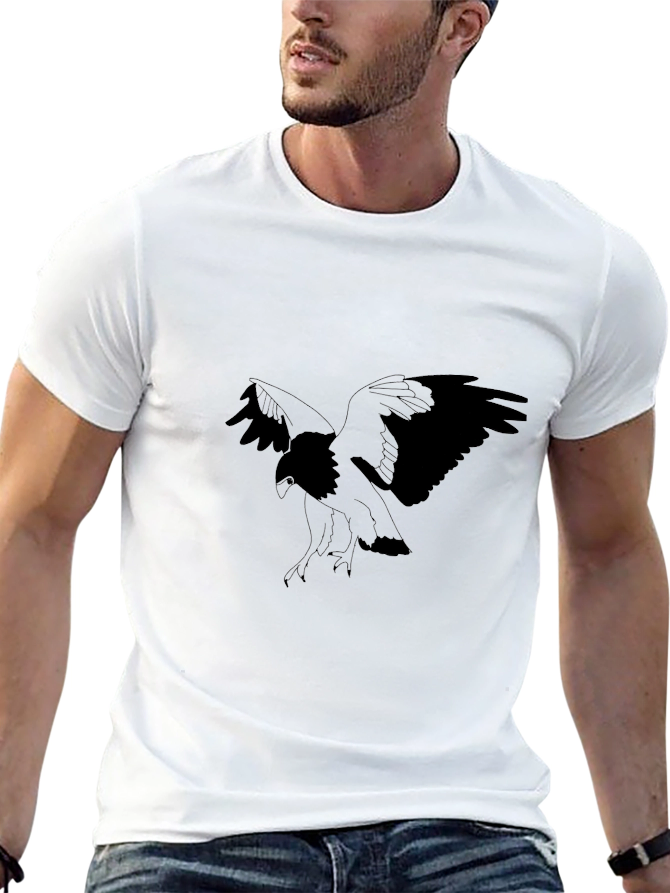 Mens Black Eagle Graphic T-Shirt