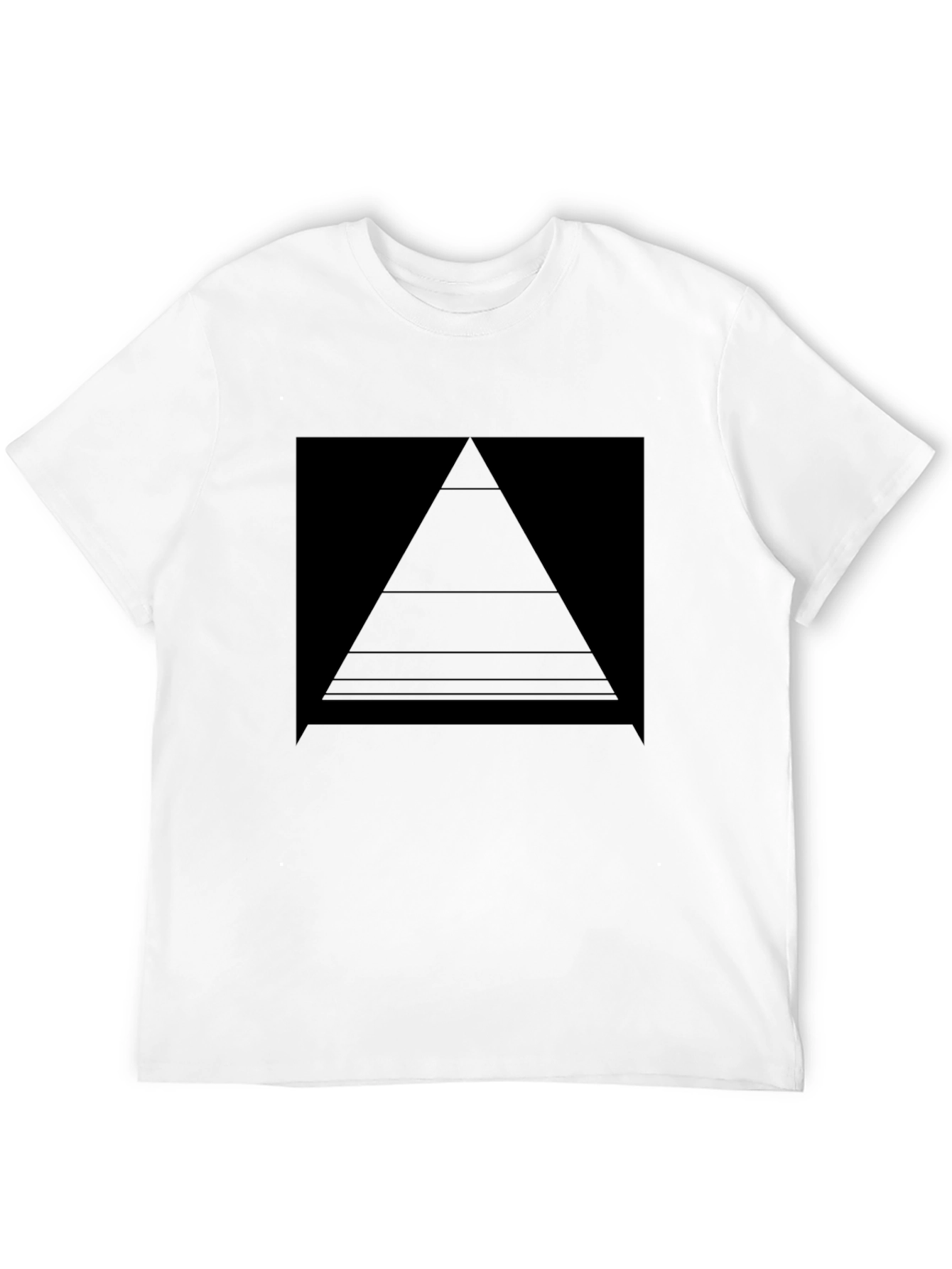 Modern Geometric Pyramid Graphic Tee - Black