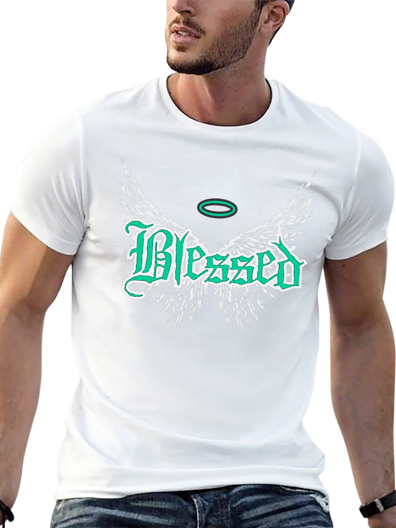 Blessed Wings Graphic Black T-Shirt