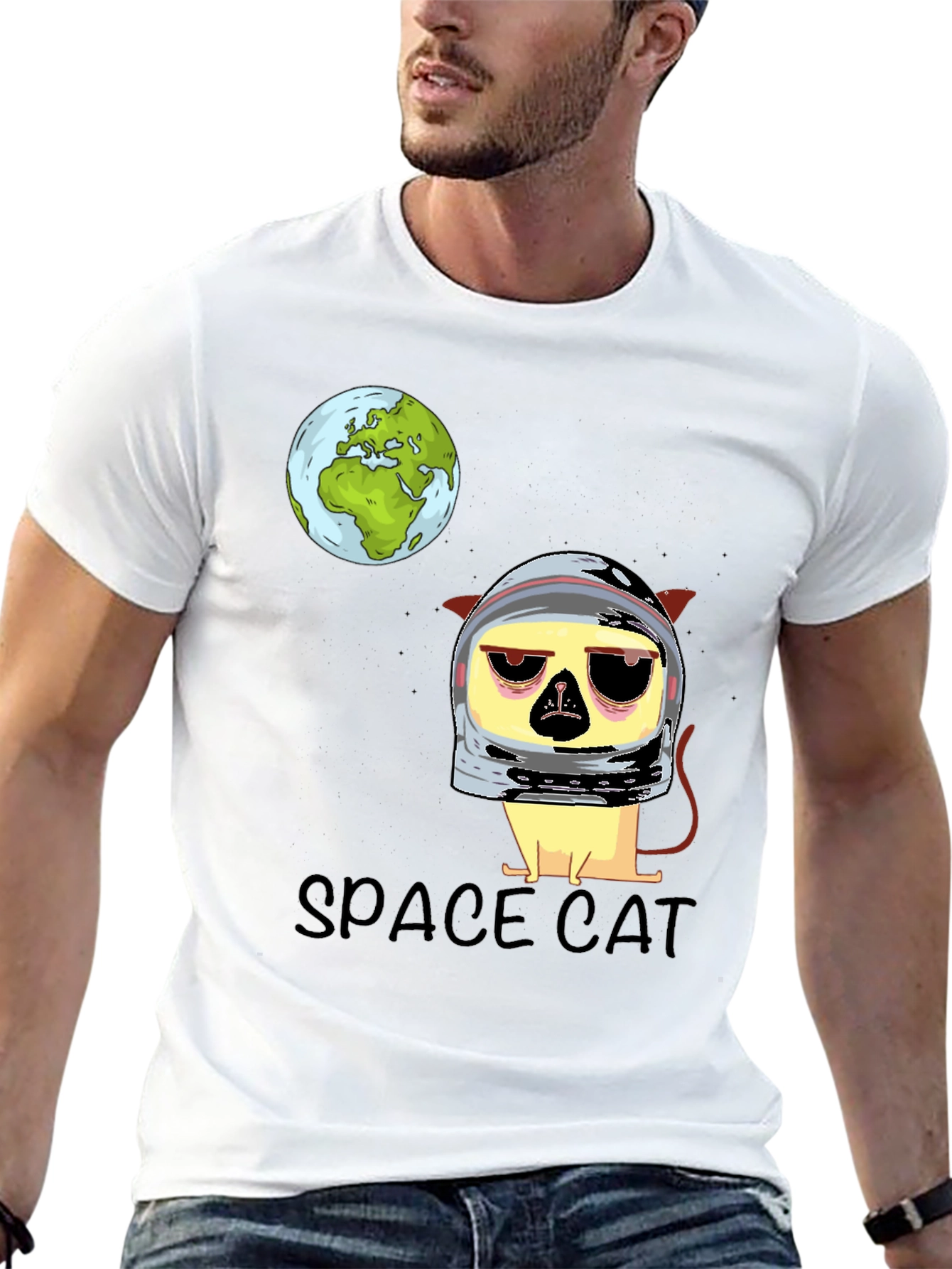 Space Cat Graphic T-Shirt - Astronaut Kitten Tee