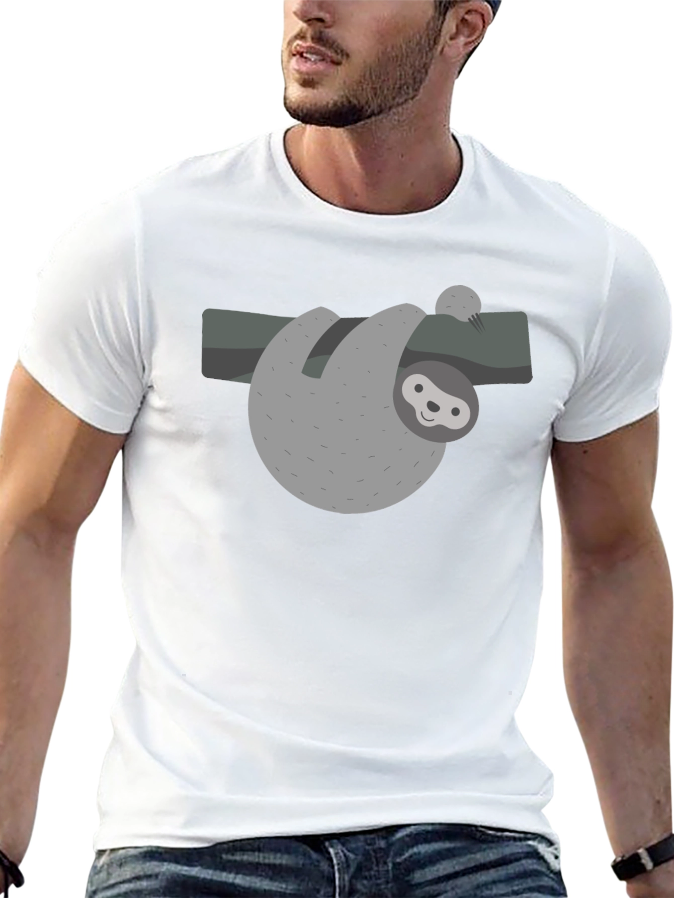 Cute Sloth Graphic Tee - Black