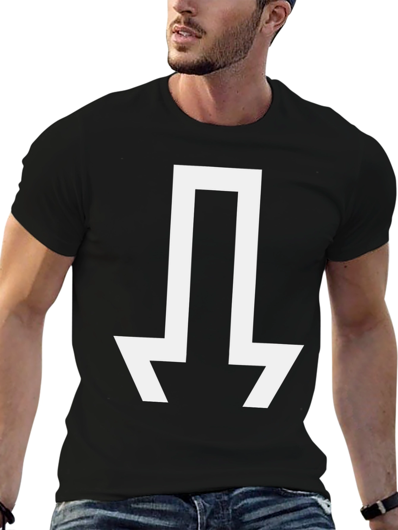 Abstract Arrow Graphic Tee - Casual Black T-Shirt