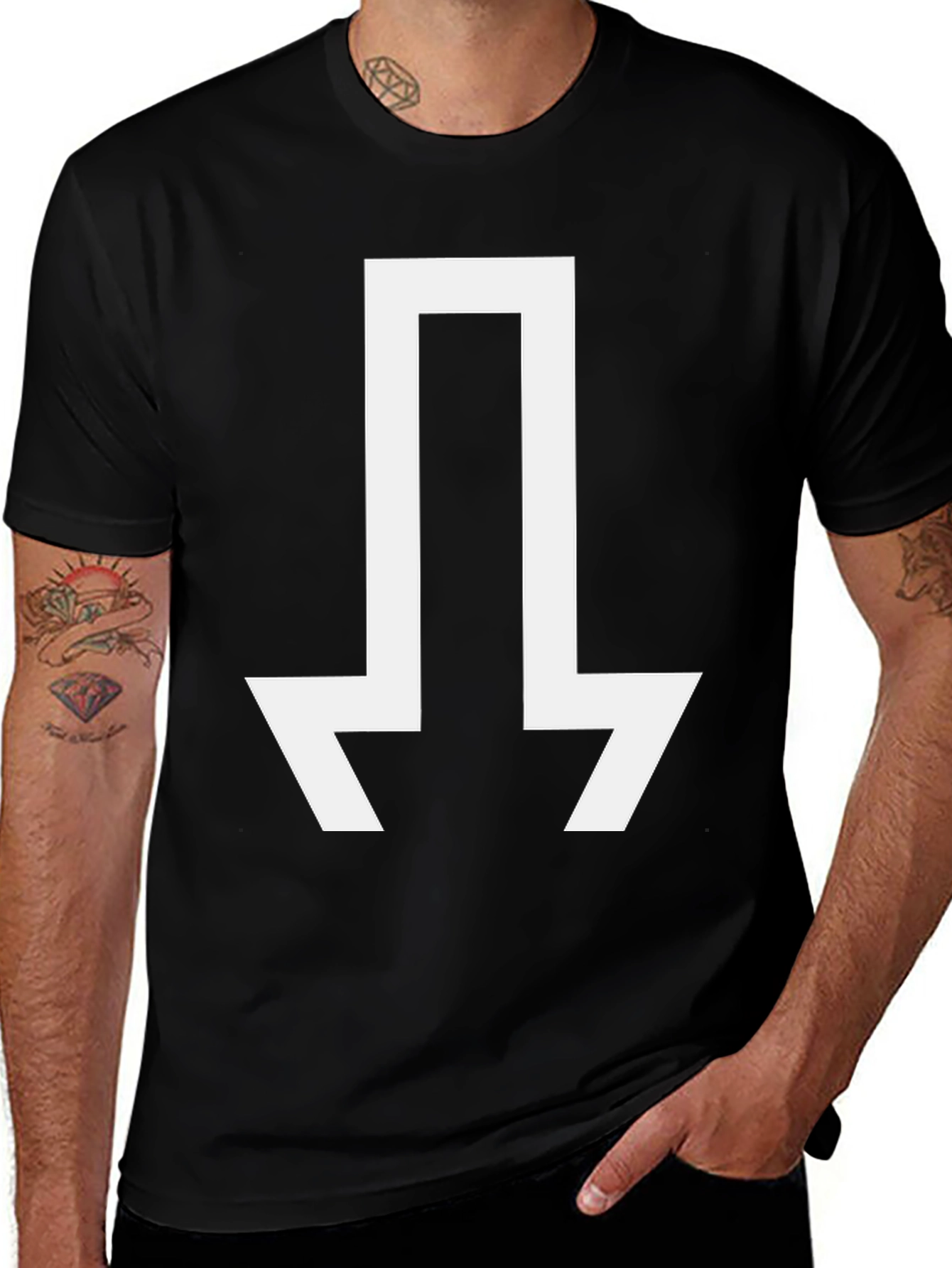 Abstract Arrow Graphic Tee - Casual Black T-Shirt