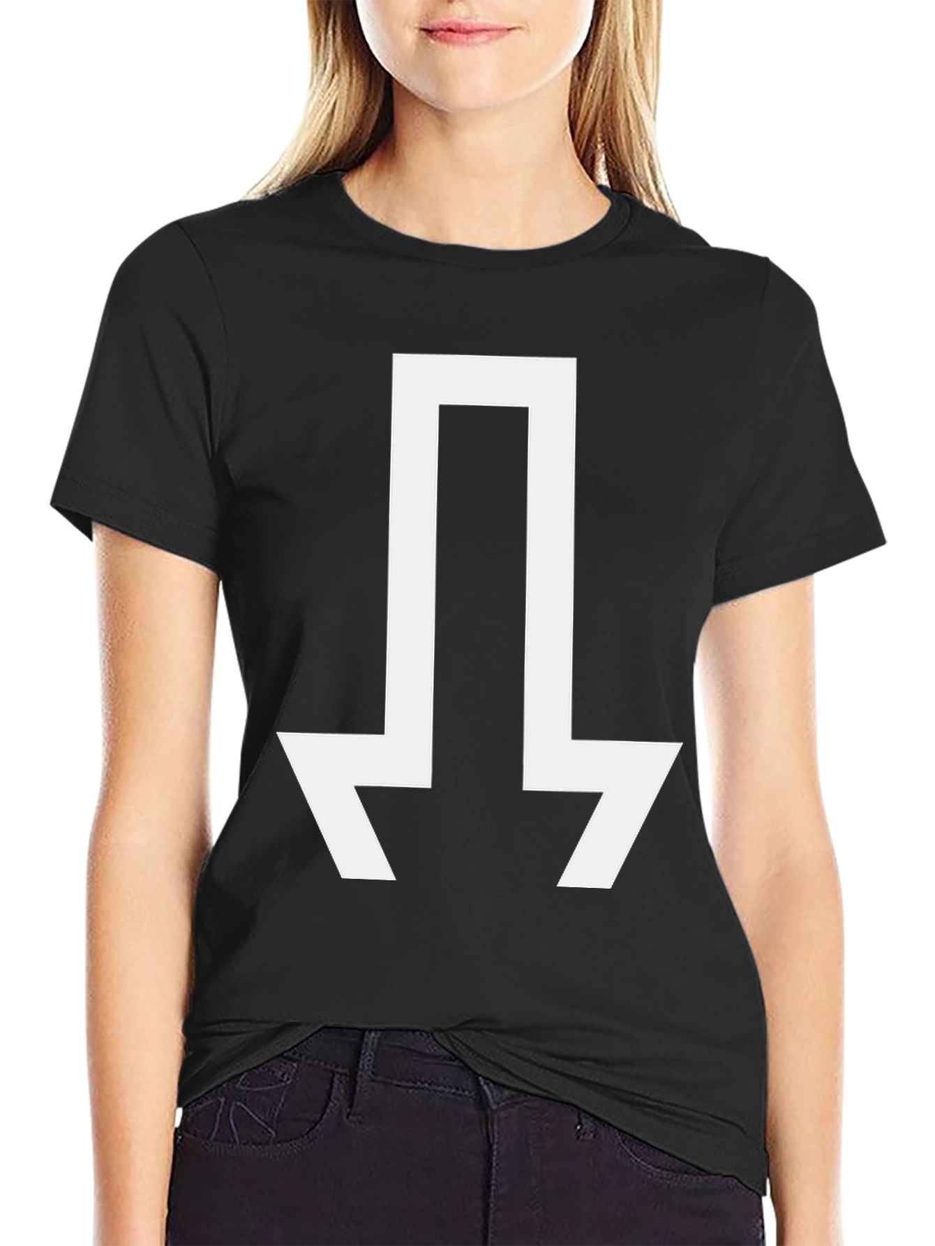 Abstract Arrow Graphic Tee - Casual Black T-Shirt