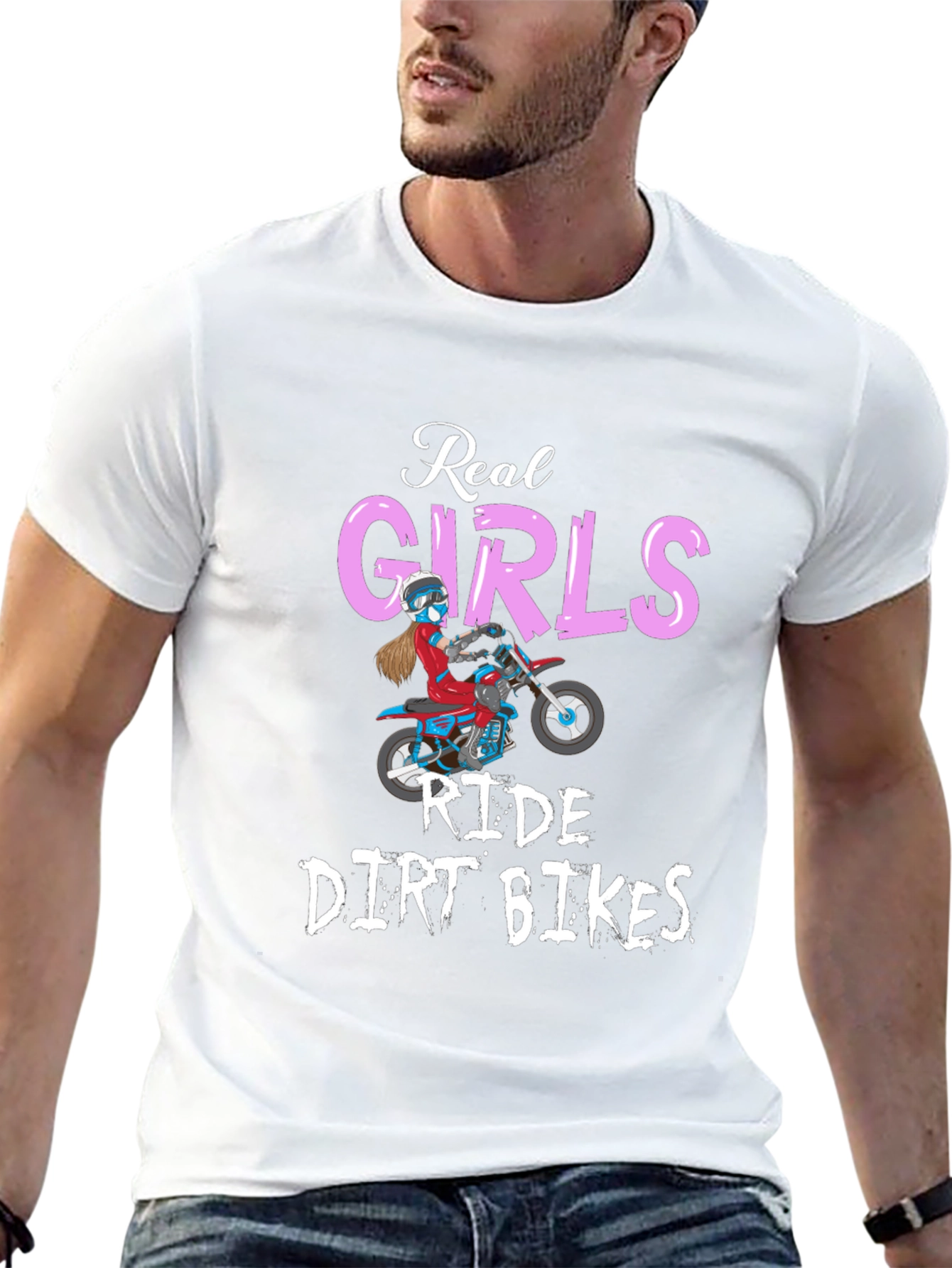 Real Girls Ride Dirt Bikes T-Shirt - Black