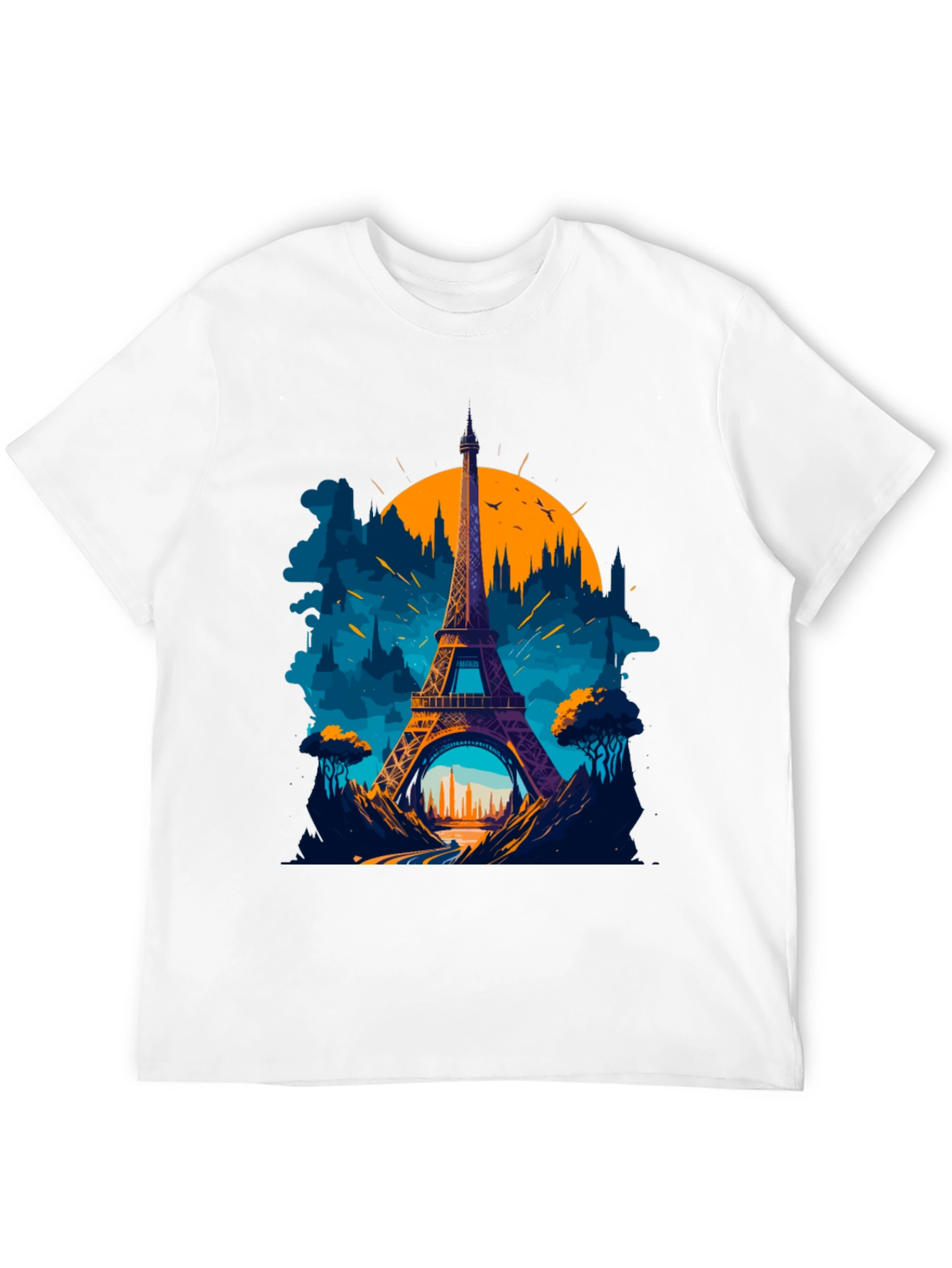 Paris Eiffel Tower Graphic Tee - Black Cotton T-Shirt