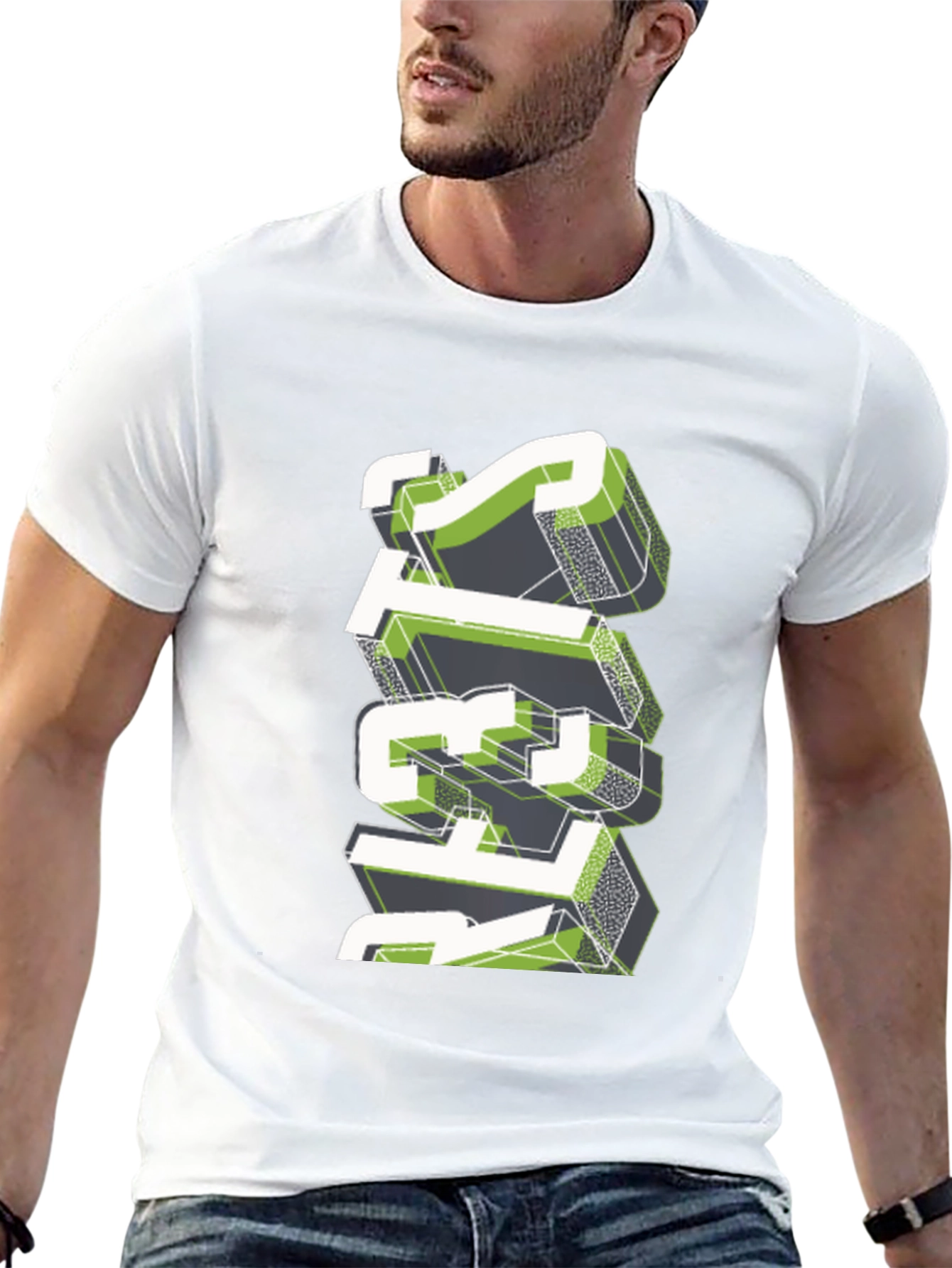Stylish Geometric Graphic Print Black T-Shirt