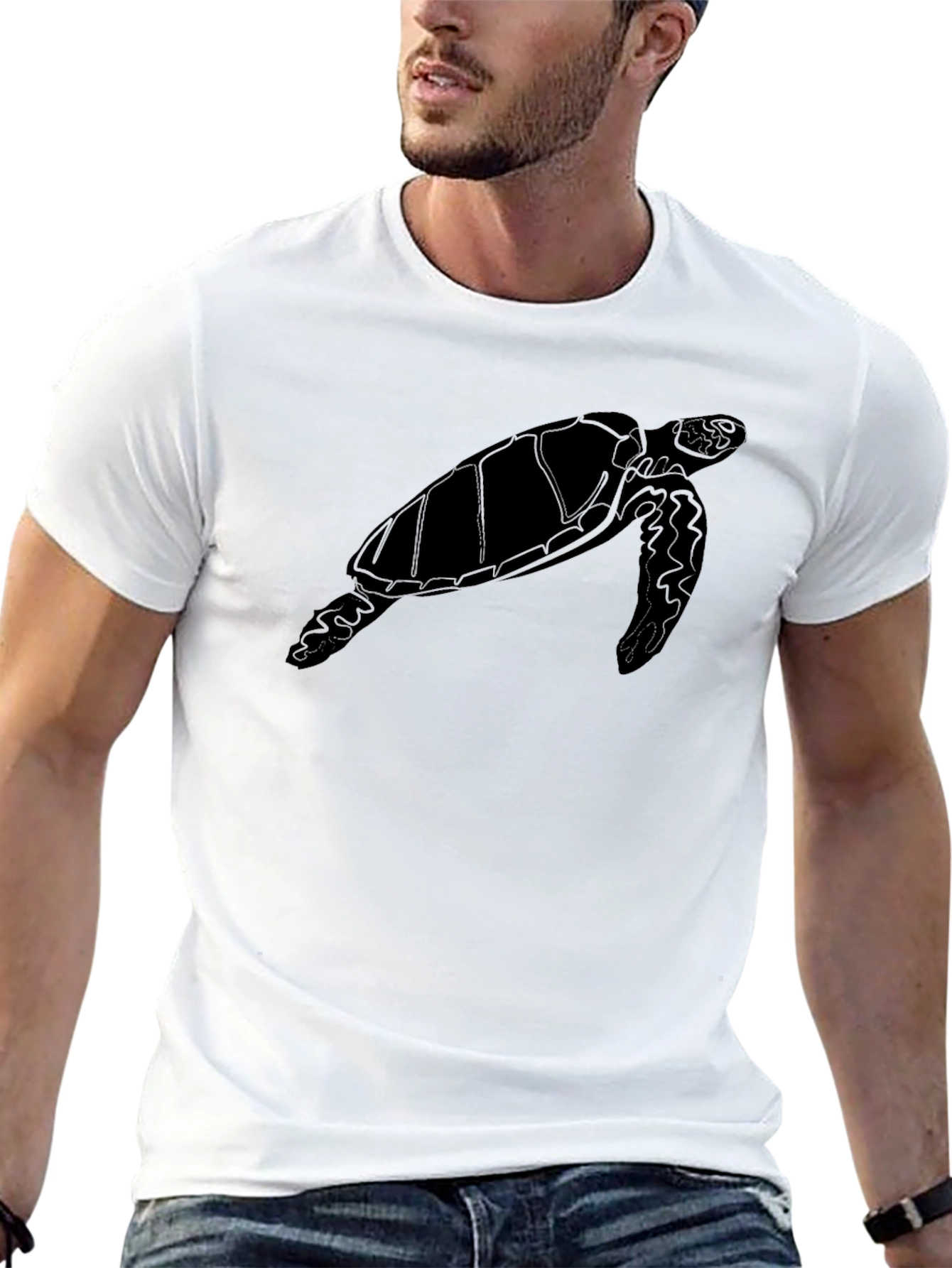 Sea Turtle Graphic T-Shirt - Black Cotton Tee