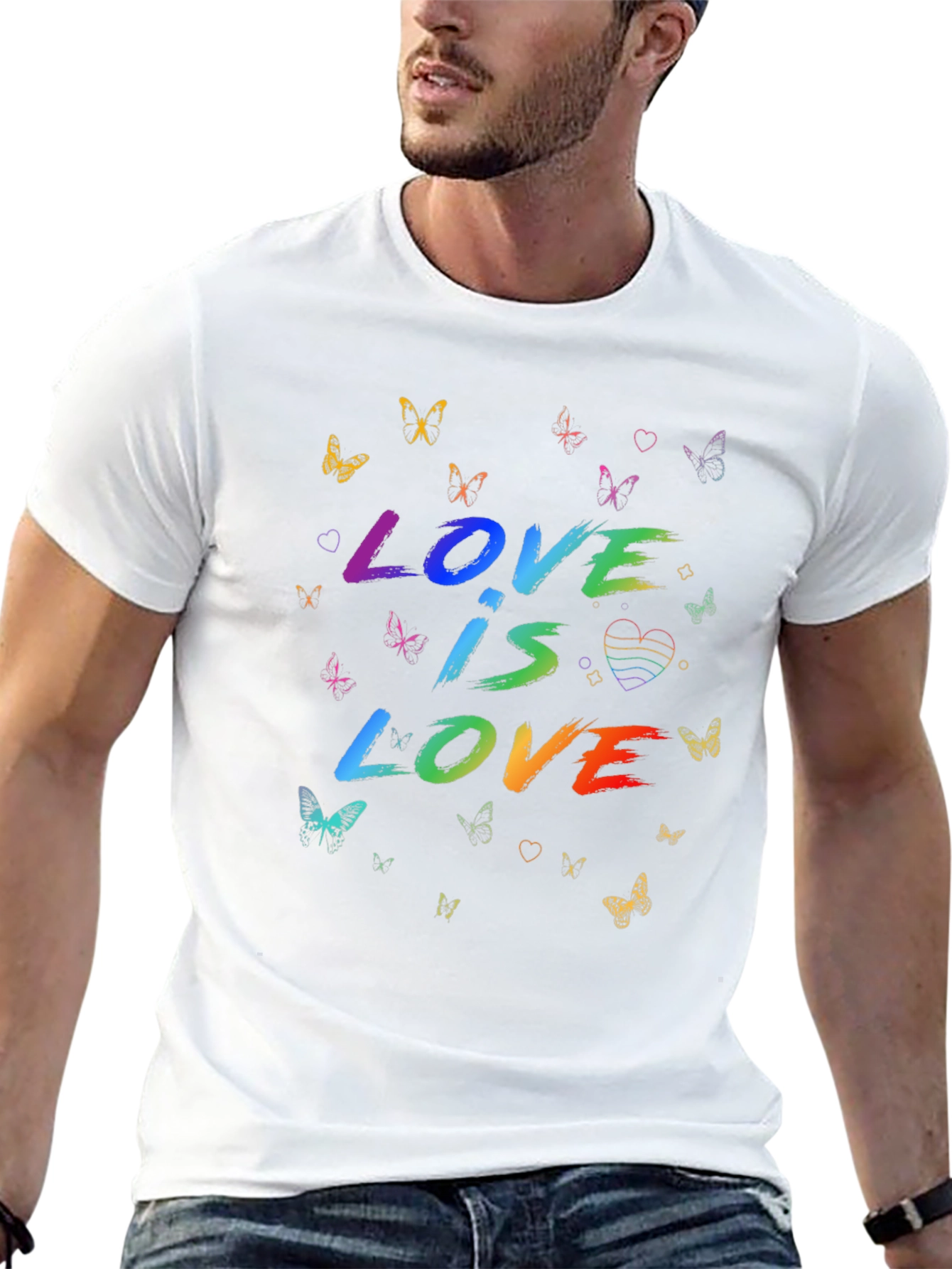 Love Is Love Rainbow Butterfly Graphic Tee