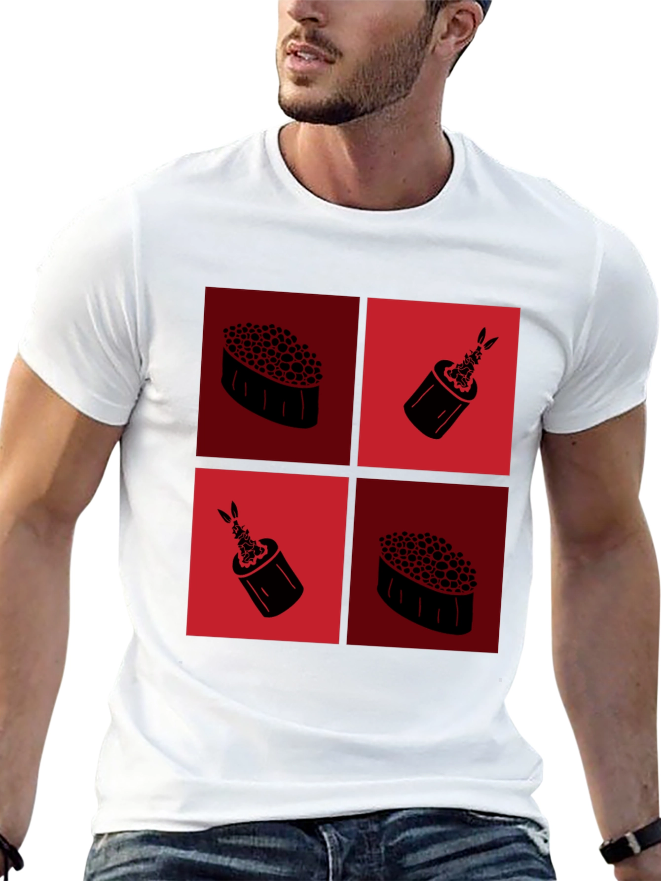 Sushi Graphic Tee - Black Cotton T-Shirt