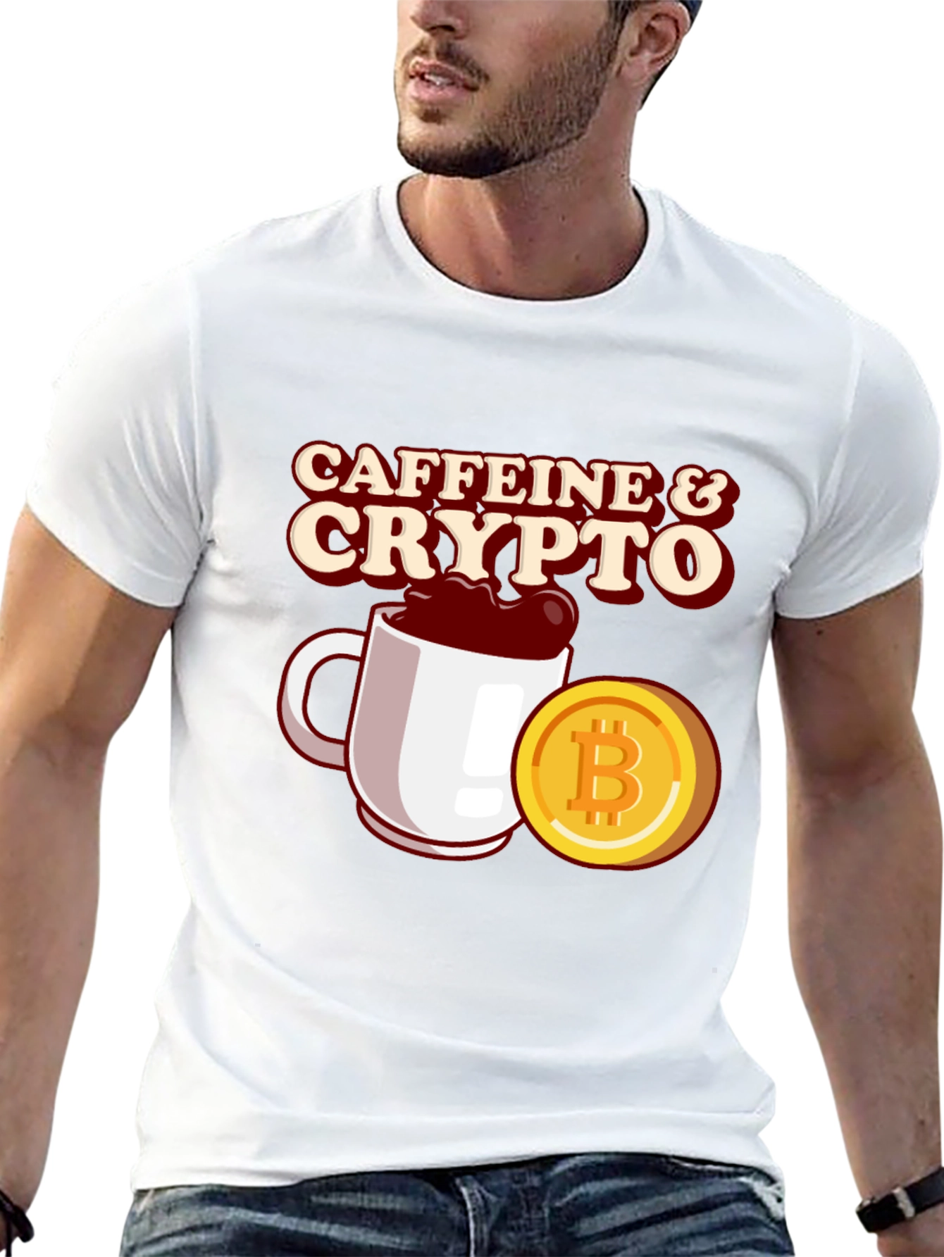 Caffeine & Crypto Black T-Shirt - Bitcoin Lovers Tee