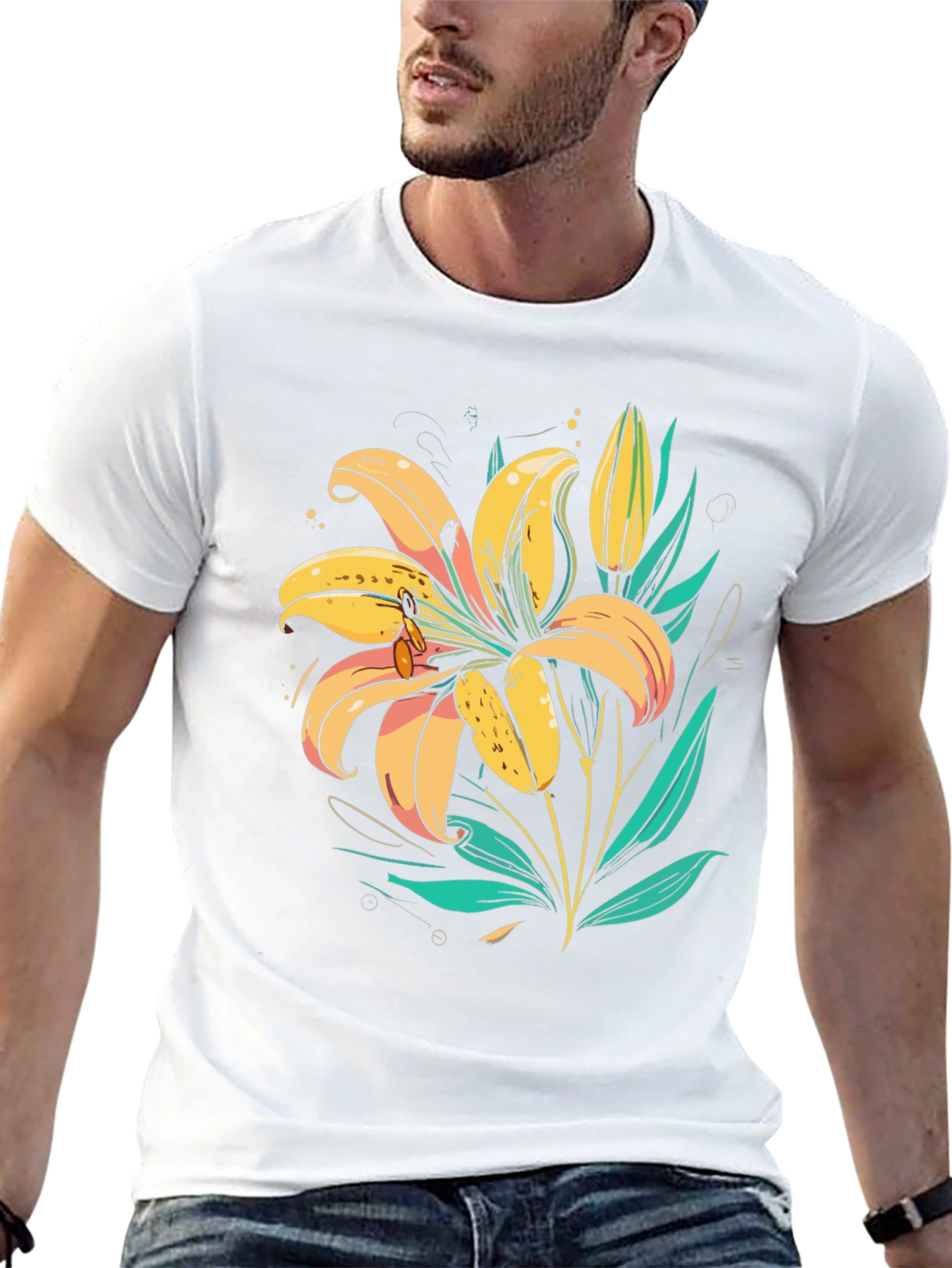 Floral Lily Graphic Tee - Trendy Black T-Shirt
