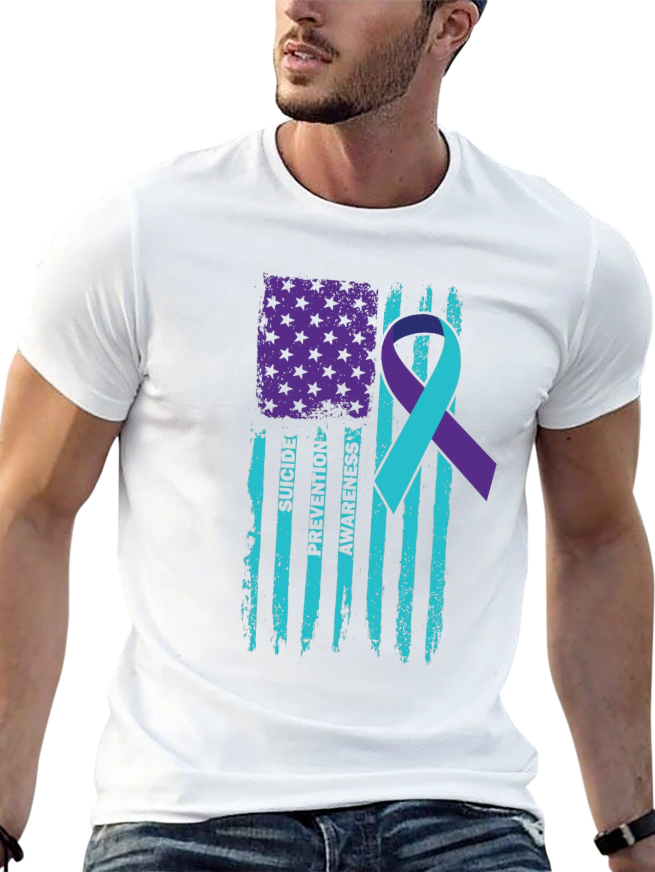 Suicide Prevention Awareness American Flag T-Shirt