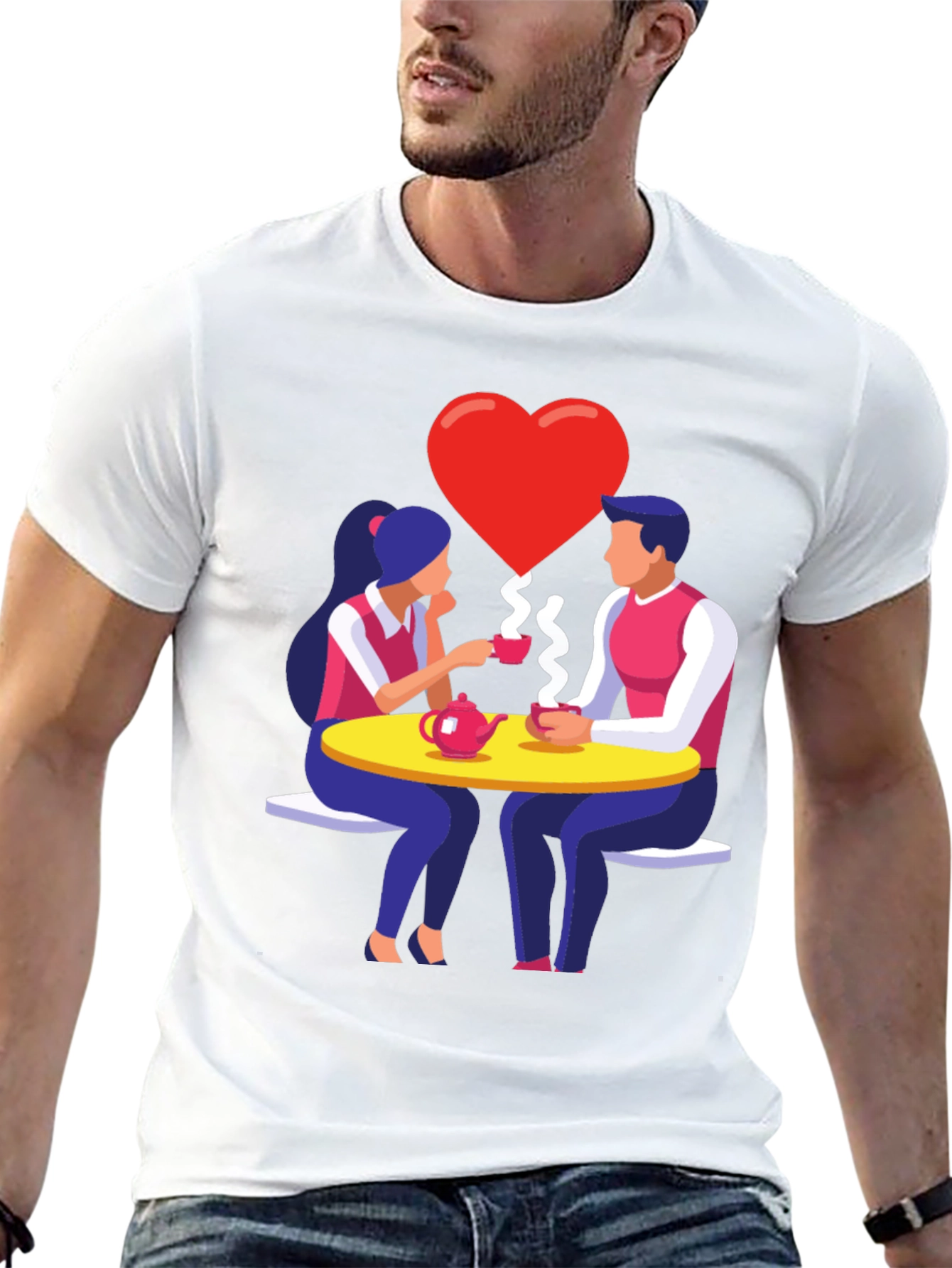 Romantic Tea Date Graphic T-Shirt