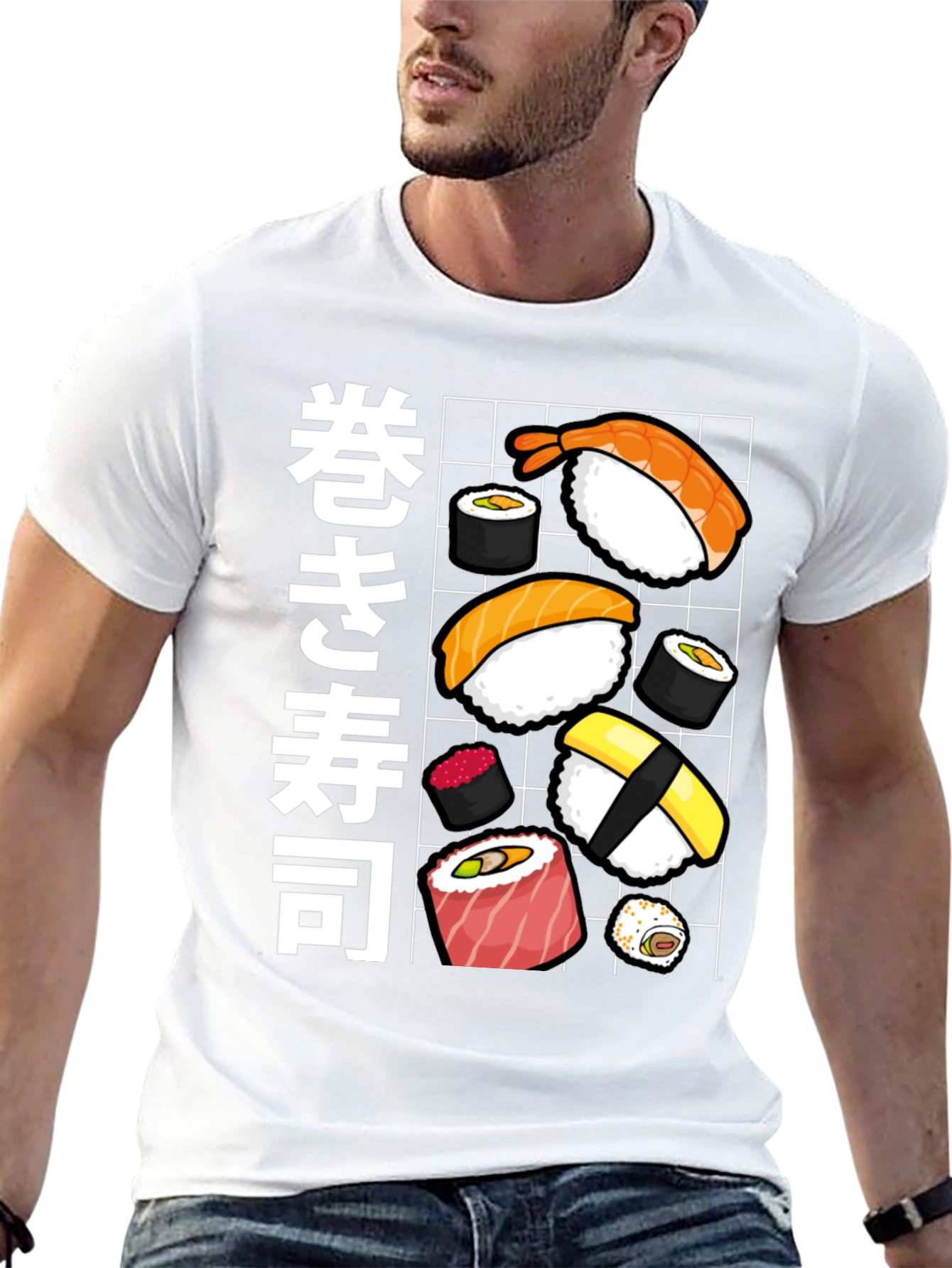 Sushi Roll Graphic Tee - Japanese Food T-Shirt