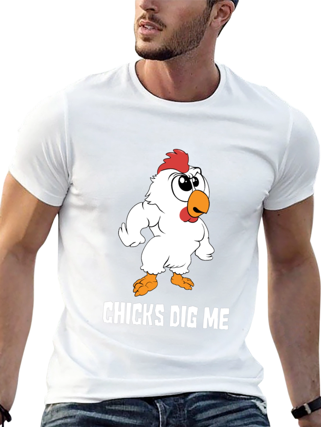Chicks Dig Me Funny Cartoon Chicken Graphic T-Shirt