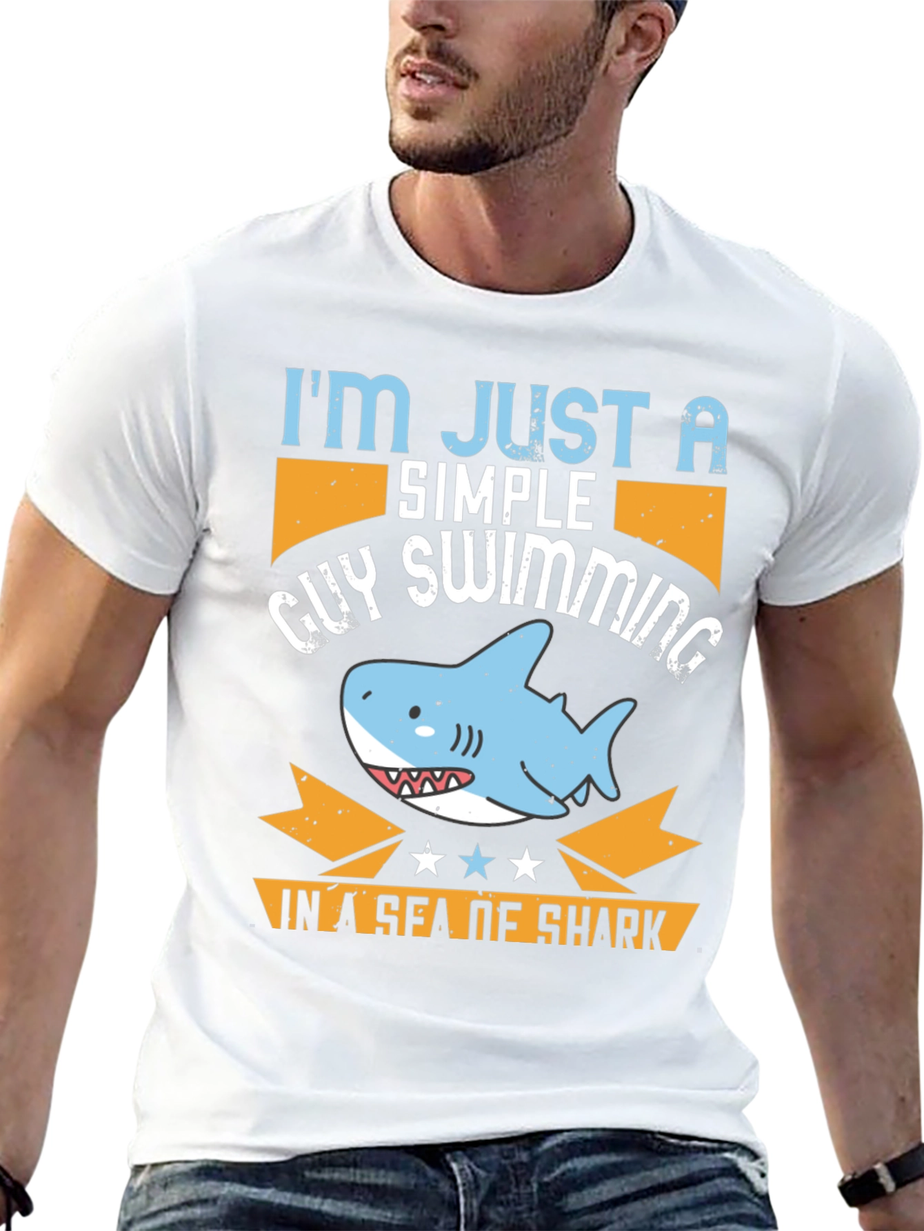 Simple Guy Swimming Shark T-Shirt