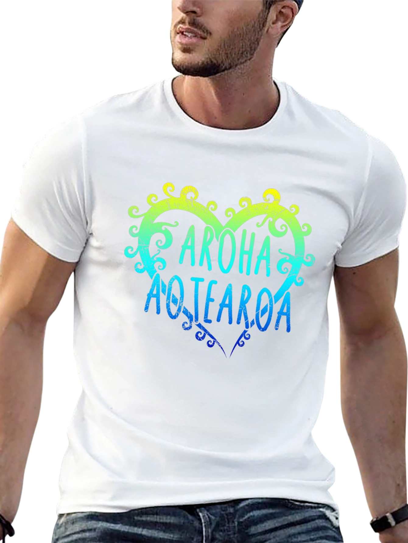 Aroha Aotearoa Heart T-Shirt - Mens Black Tee