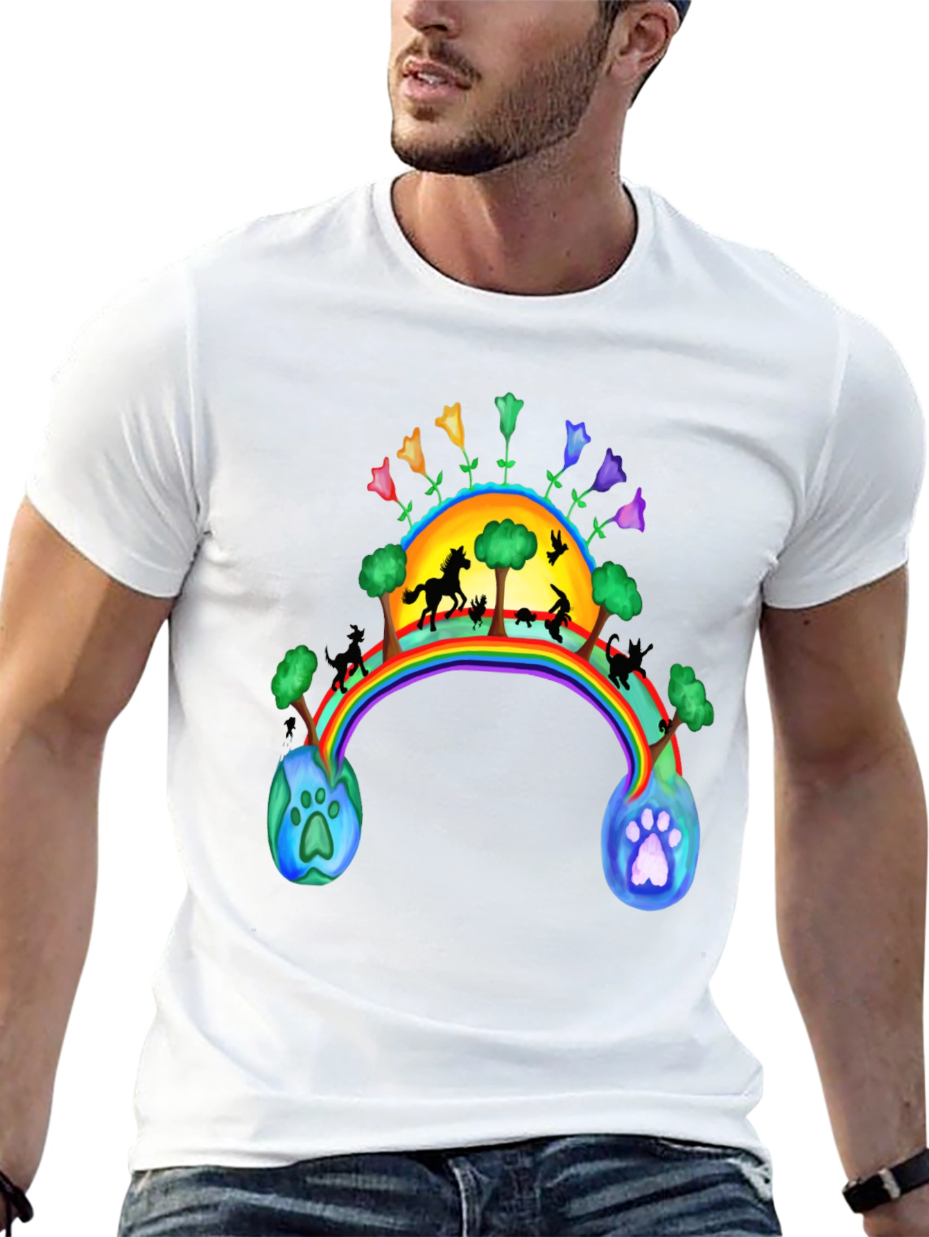 Rainbow Bridge T-Shirt - Paw Prints to Paradise