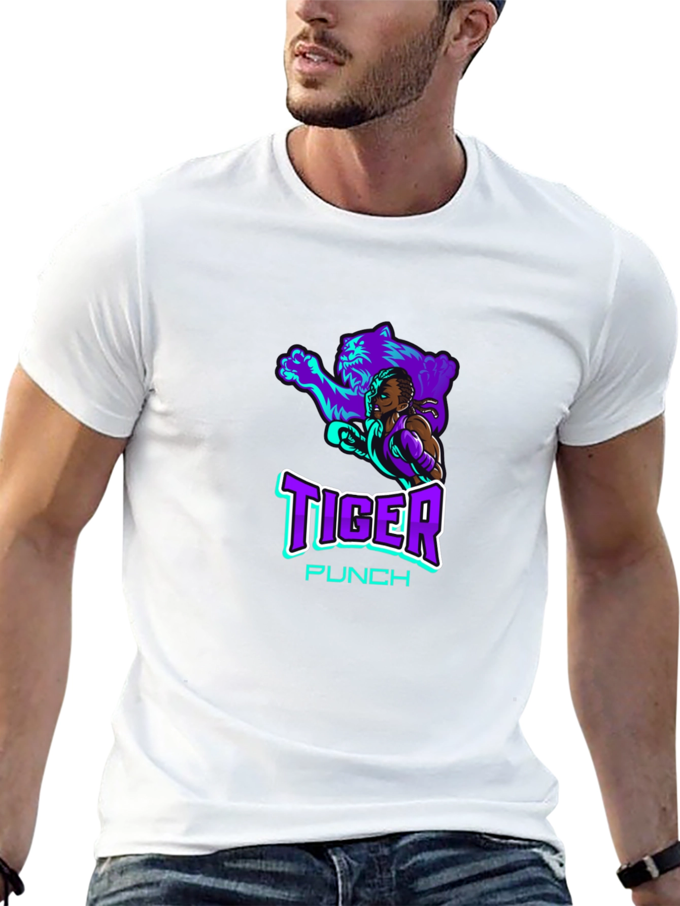 Tiger Punch Graphic Black T-Shirt