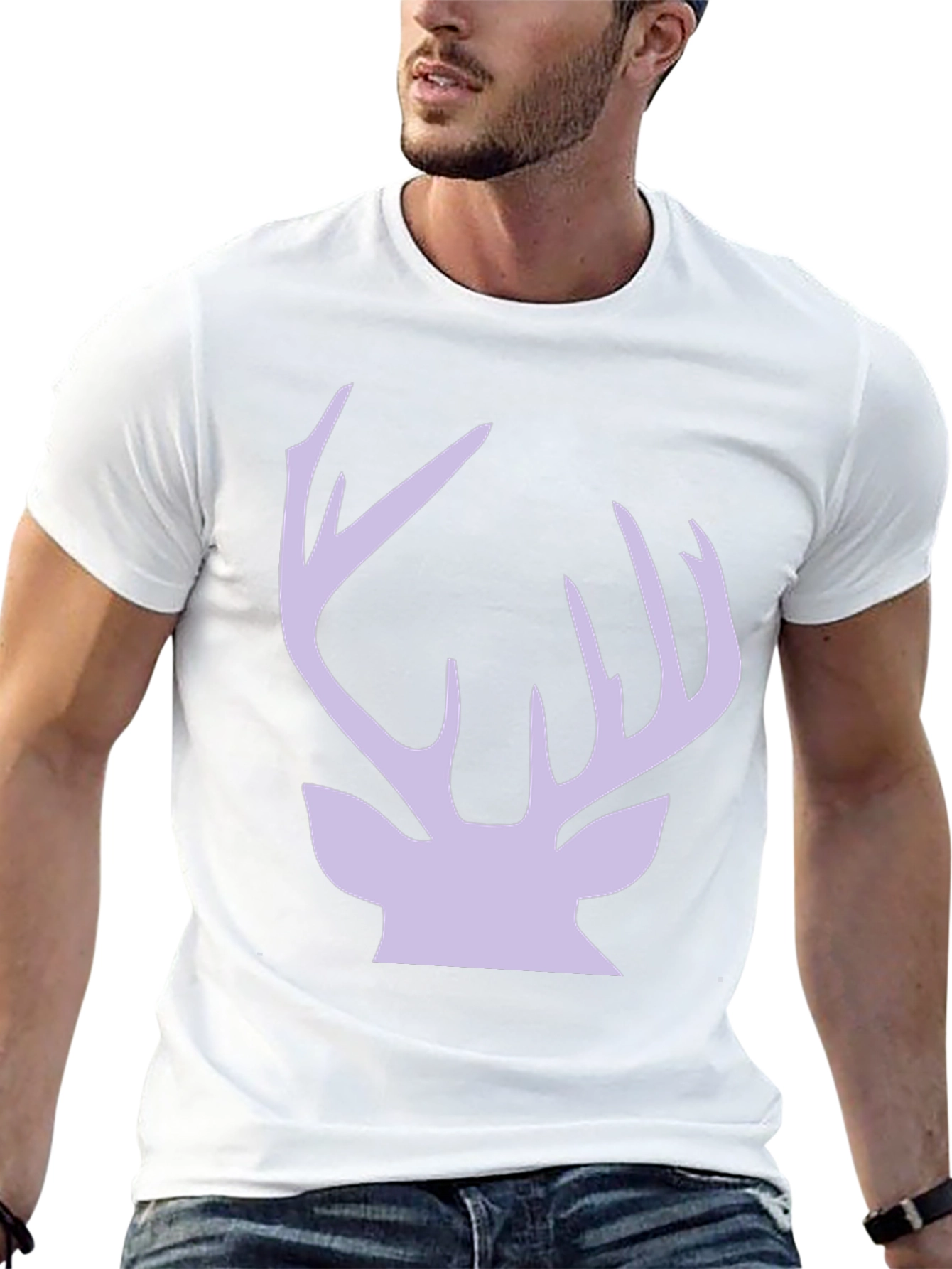Deer Antler Graphic Tee - Stylish Black Cotton T-Shirt