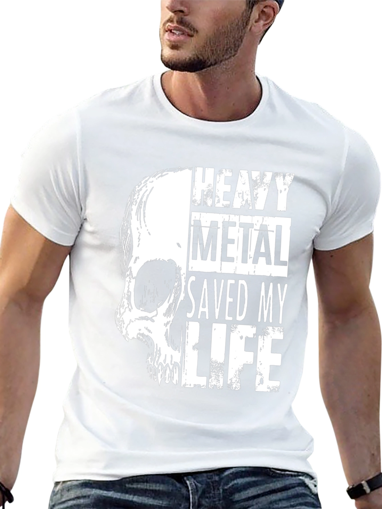 Heavy Metal Saved My Life Skull Graphic Tee