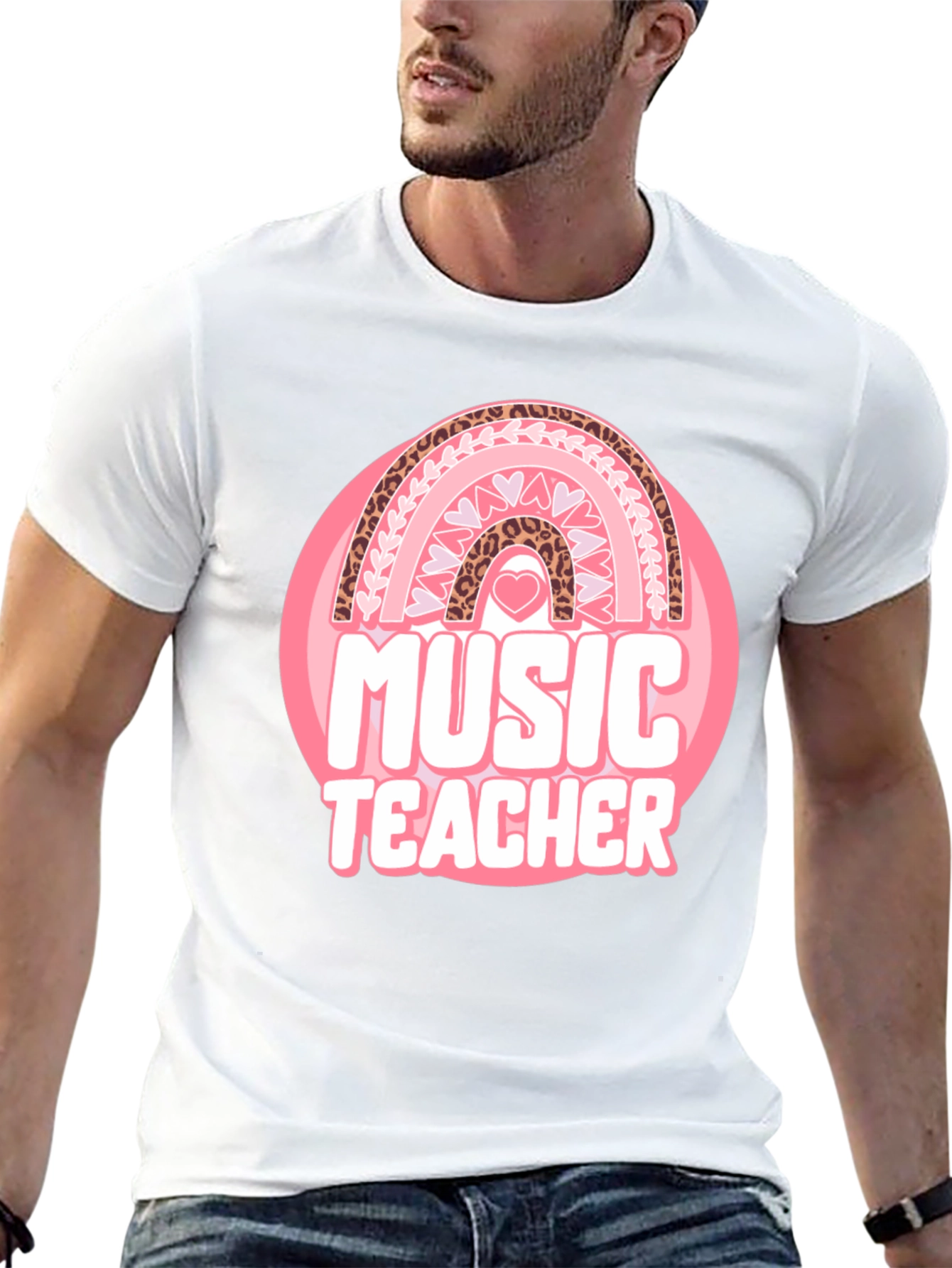 Music Teacher Valentine Rainbow Graphic Tee