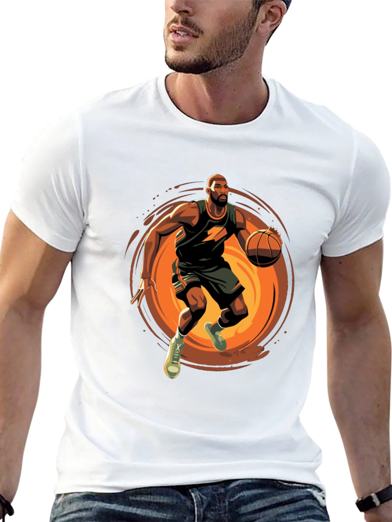 Basketball Player Graphic Tee - Black