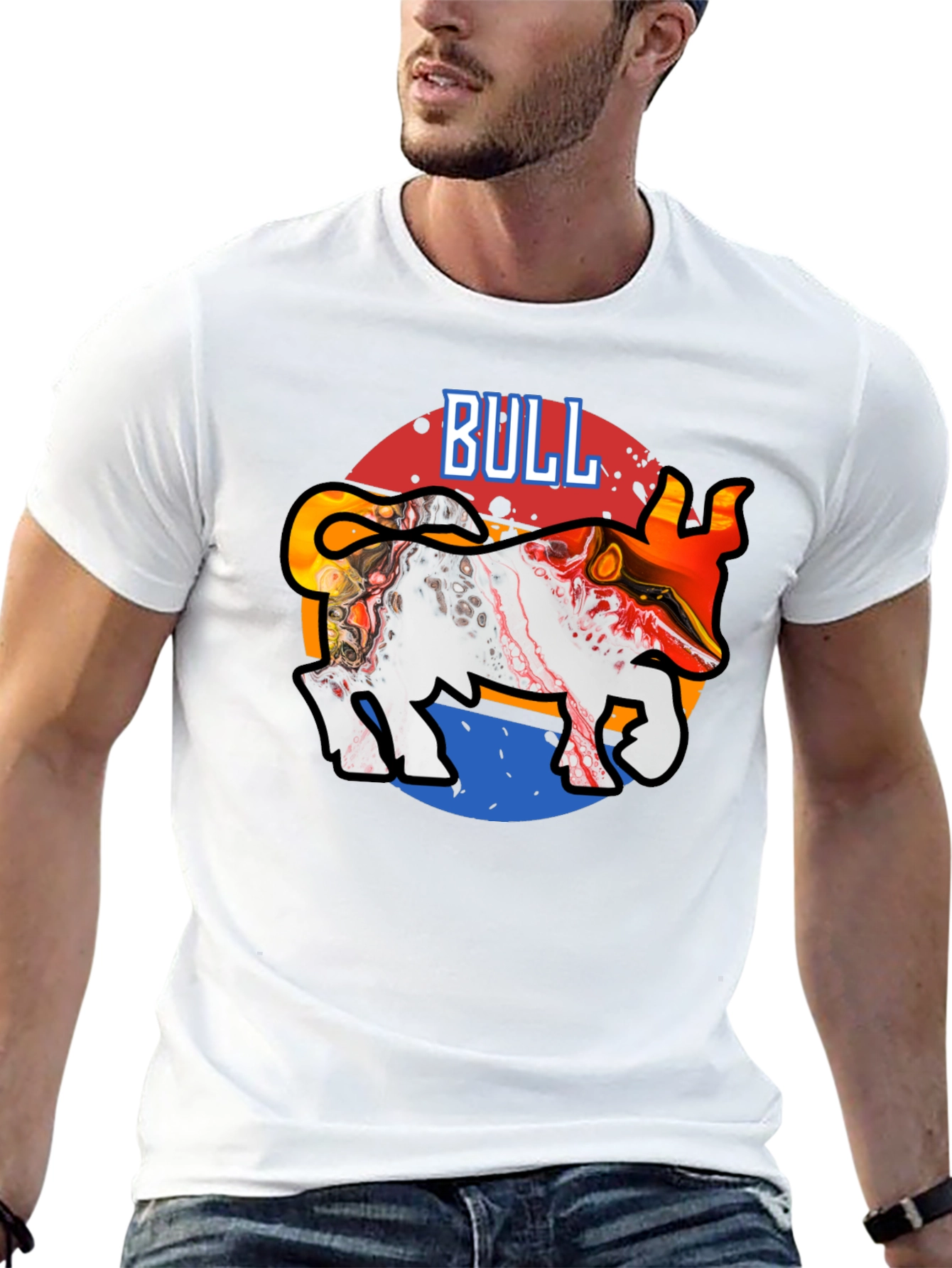 Bull Graphic Tee - Stylish Mens Black T-Shirt