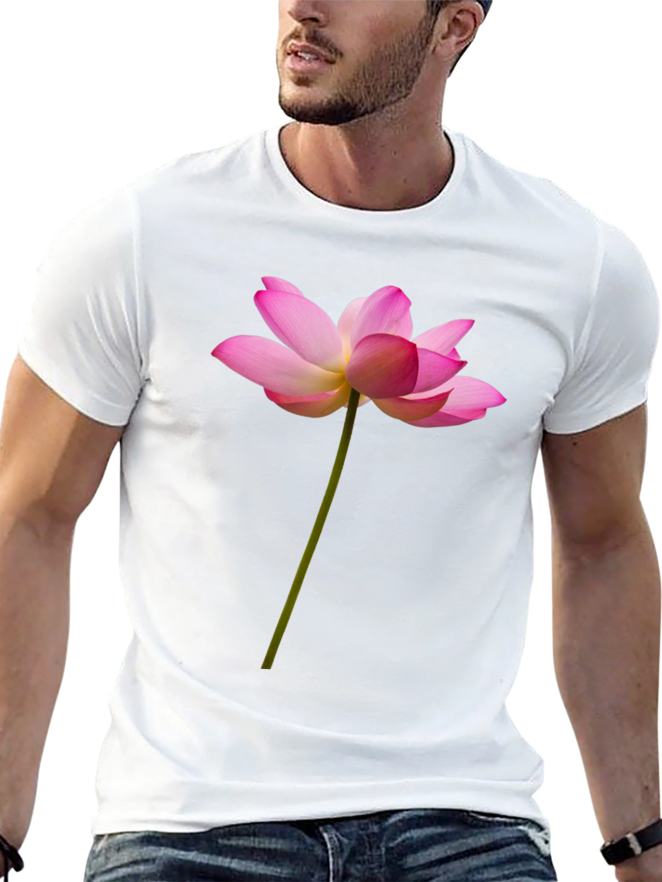 Lotus Flower Graphic Tee - Black Cotton T-Shirt