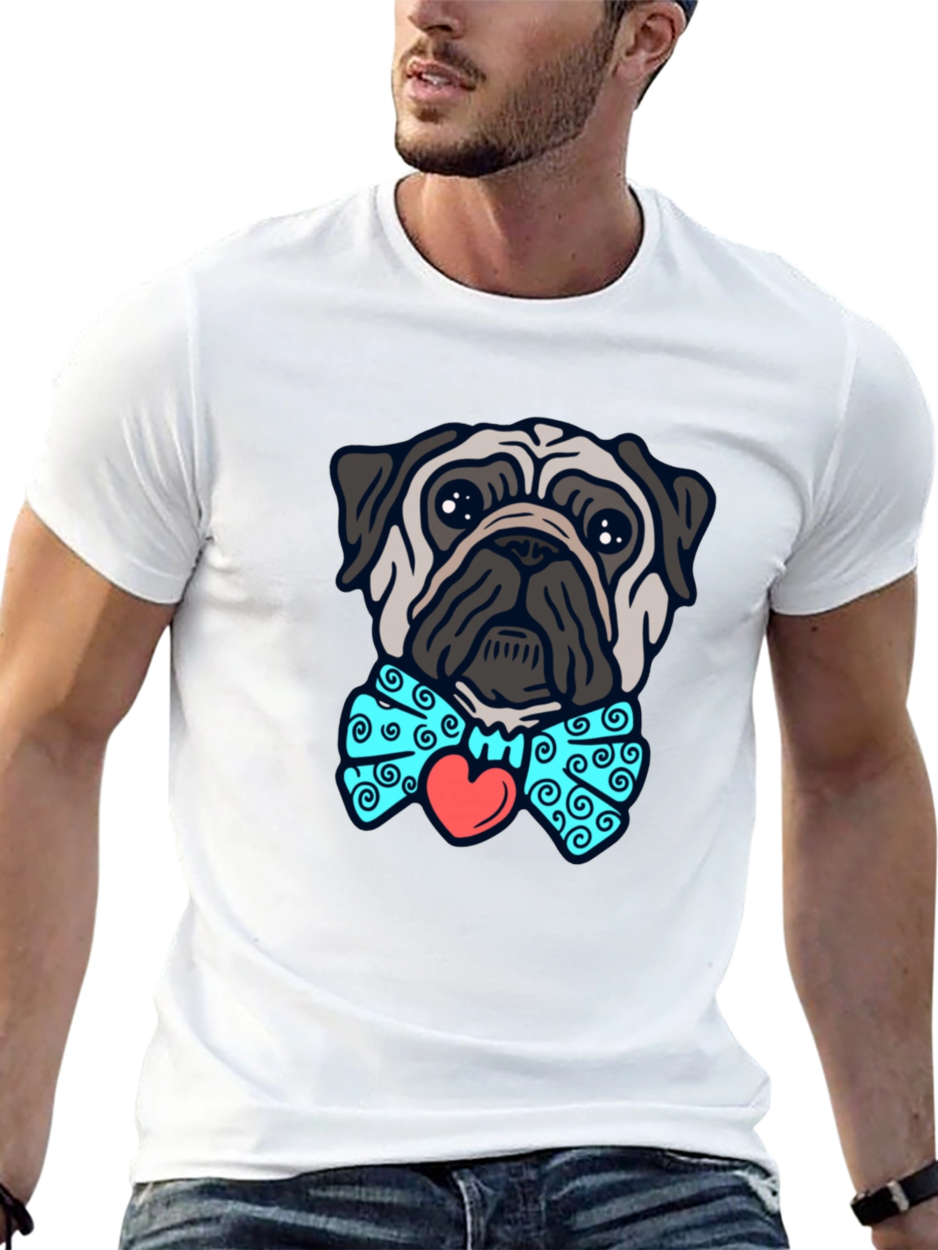 Pug with Bow Tie Graphic Tee